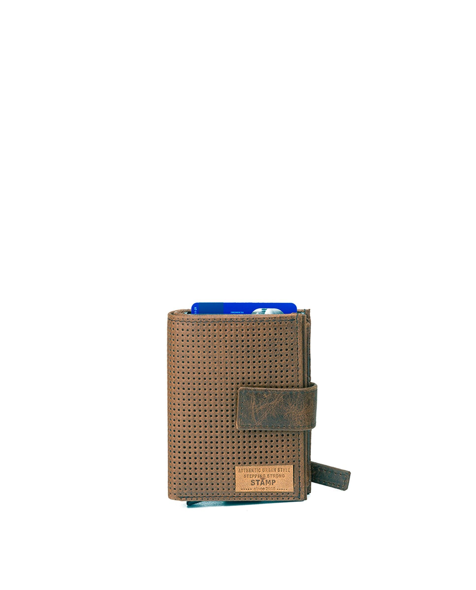 Portafoglio porta carte da uomo STAMP ST5118, in pelle puntinata