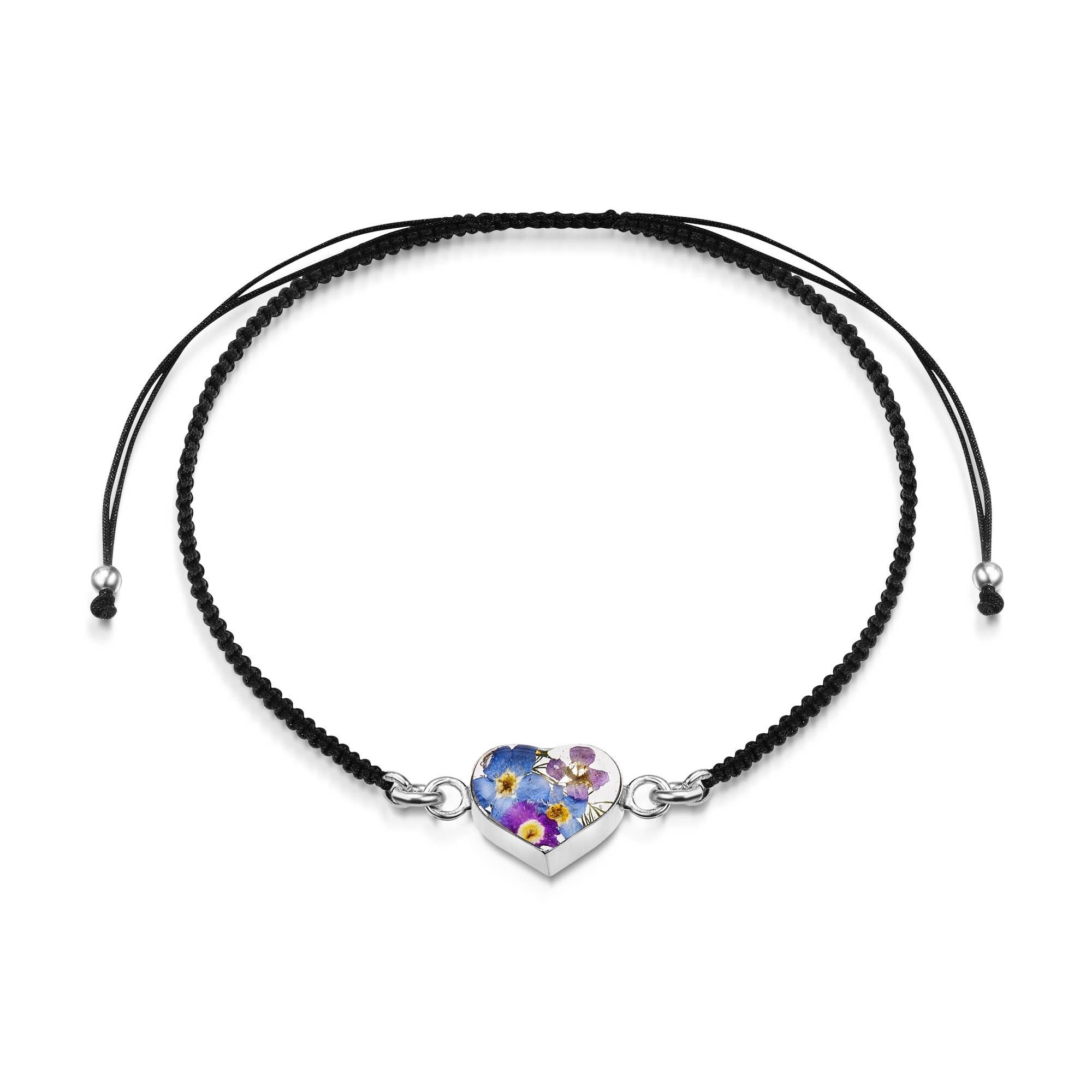 Bracciale intrecciato nero con ciondolo a forma di vero fiore - 24 modelli