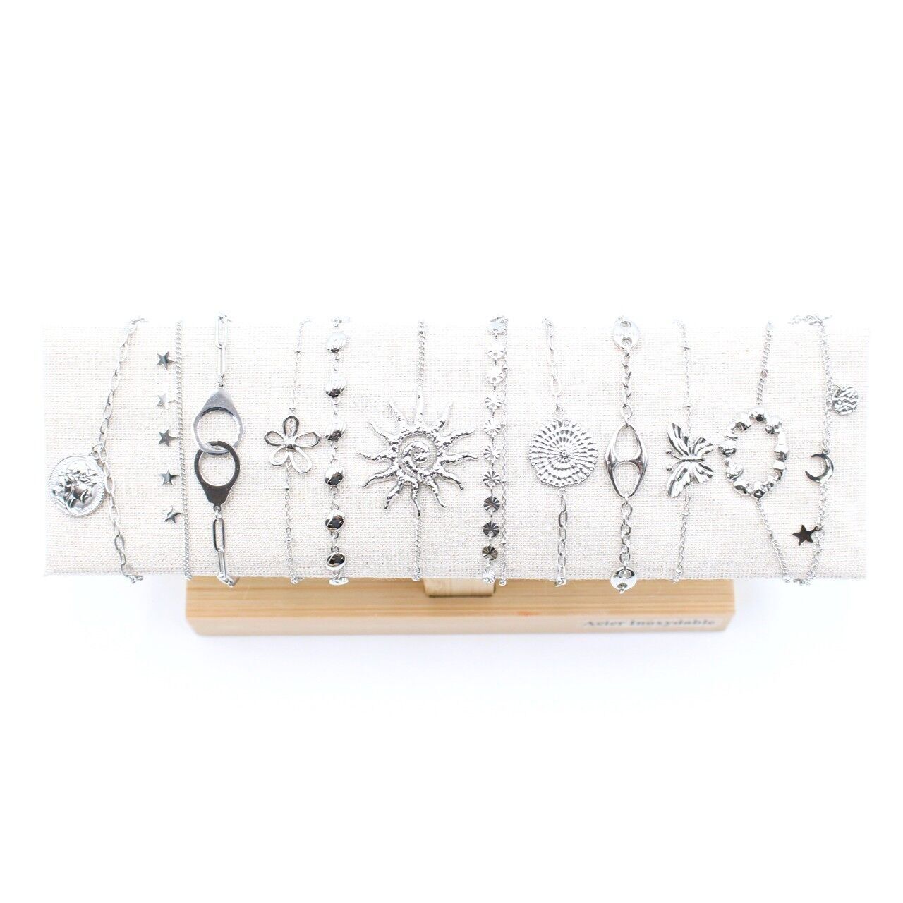 12er-Pack Edelstahlarmbänder - Silber