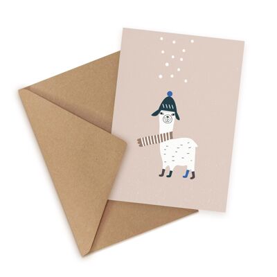 Llama with Scarf Greeting Card, Eco-Conscious Card