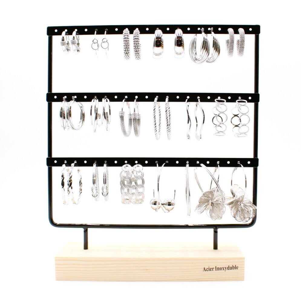 18er-Pack Creolen aus Edelstahl – Silber