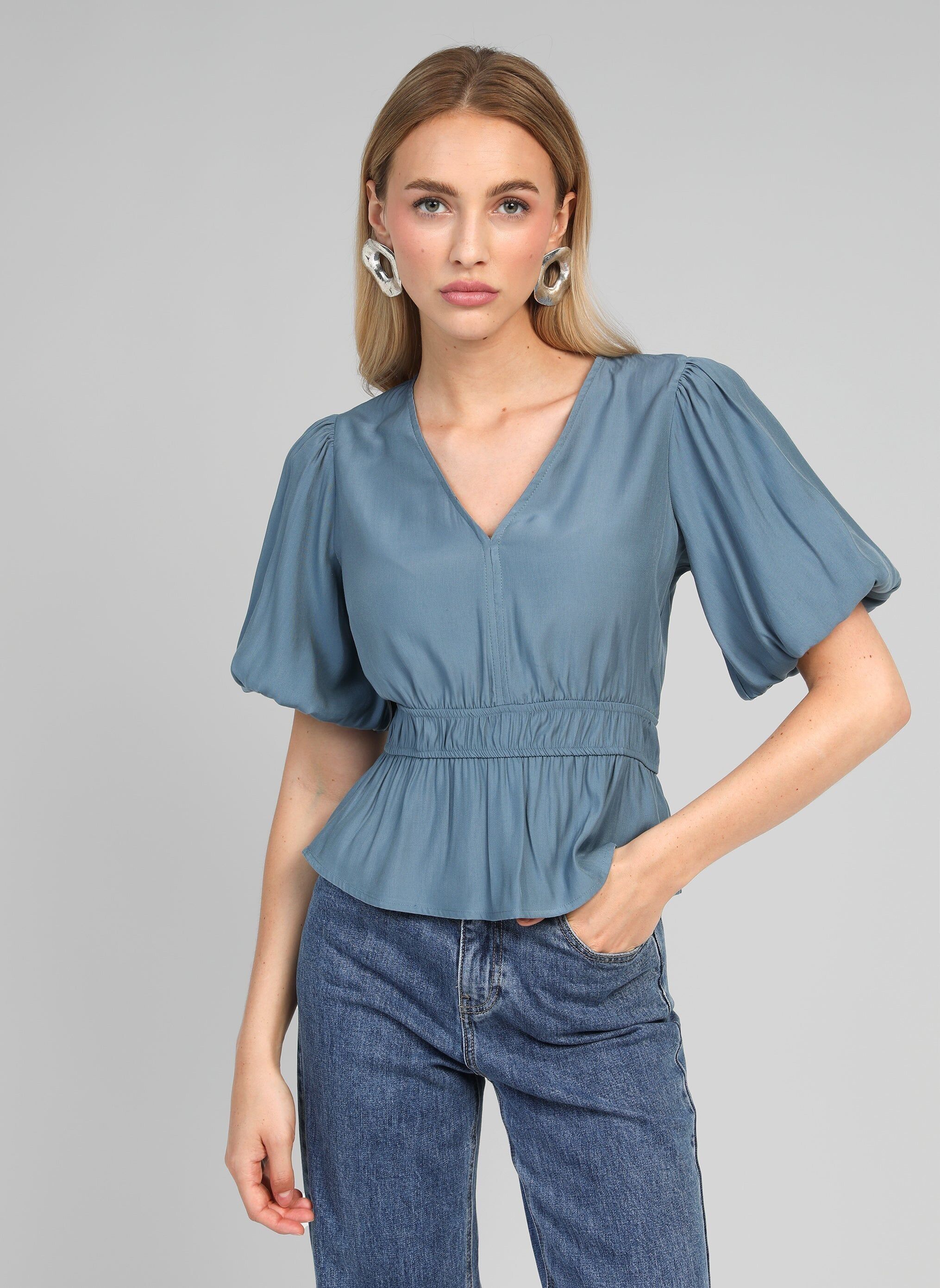 KELILOU BLUSA azzurra