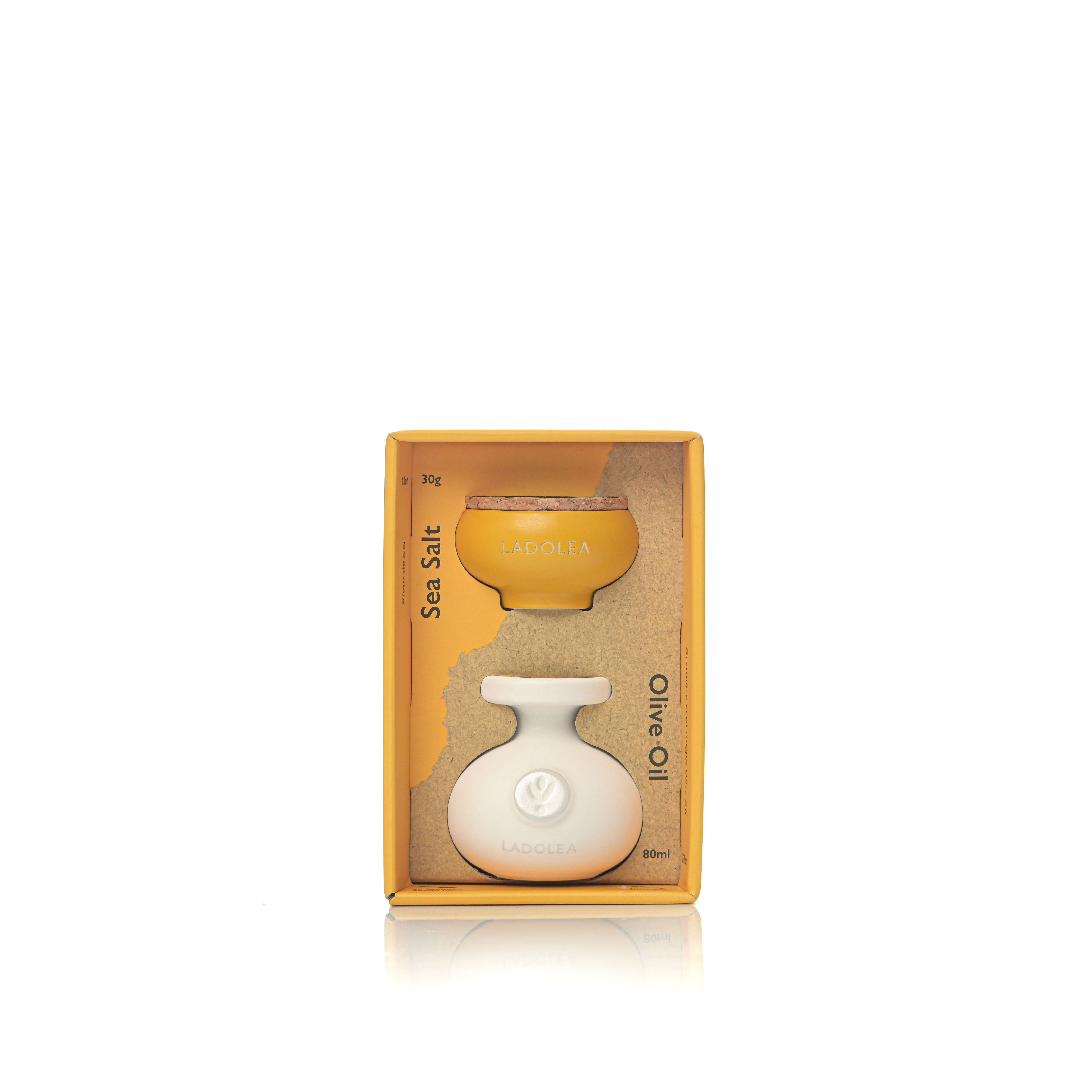 Fleur de Sel (30 g) e olio extravergine di oliva biologico (80 ml)