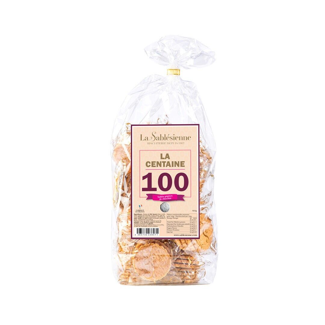 Biscotti di pasta frolla con gocce di cioccolato - "The Hundred" Sacchetto da 625 g