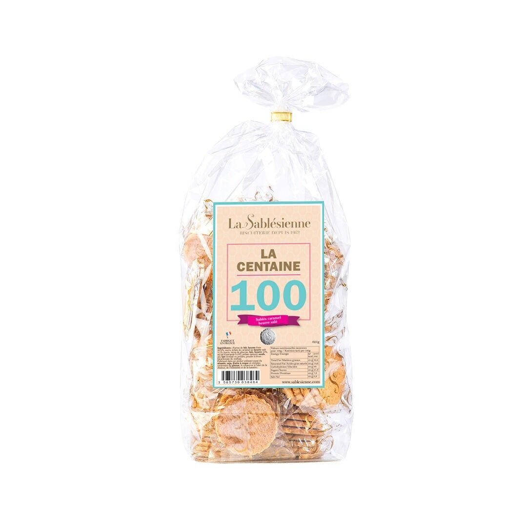 Biscotti di pasta frolla con gocce di caramello salato - "The Hundred" Confezione da 625 g