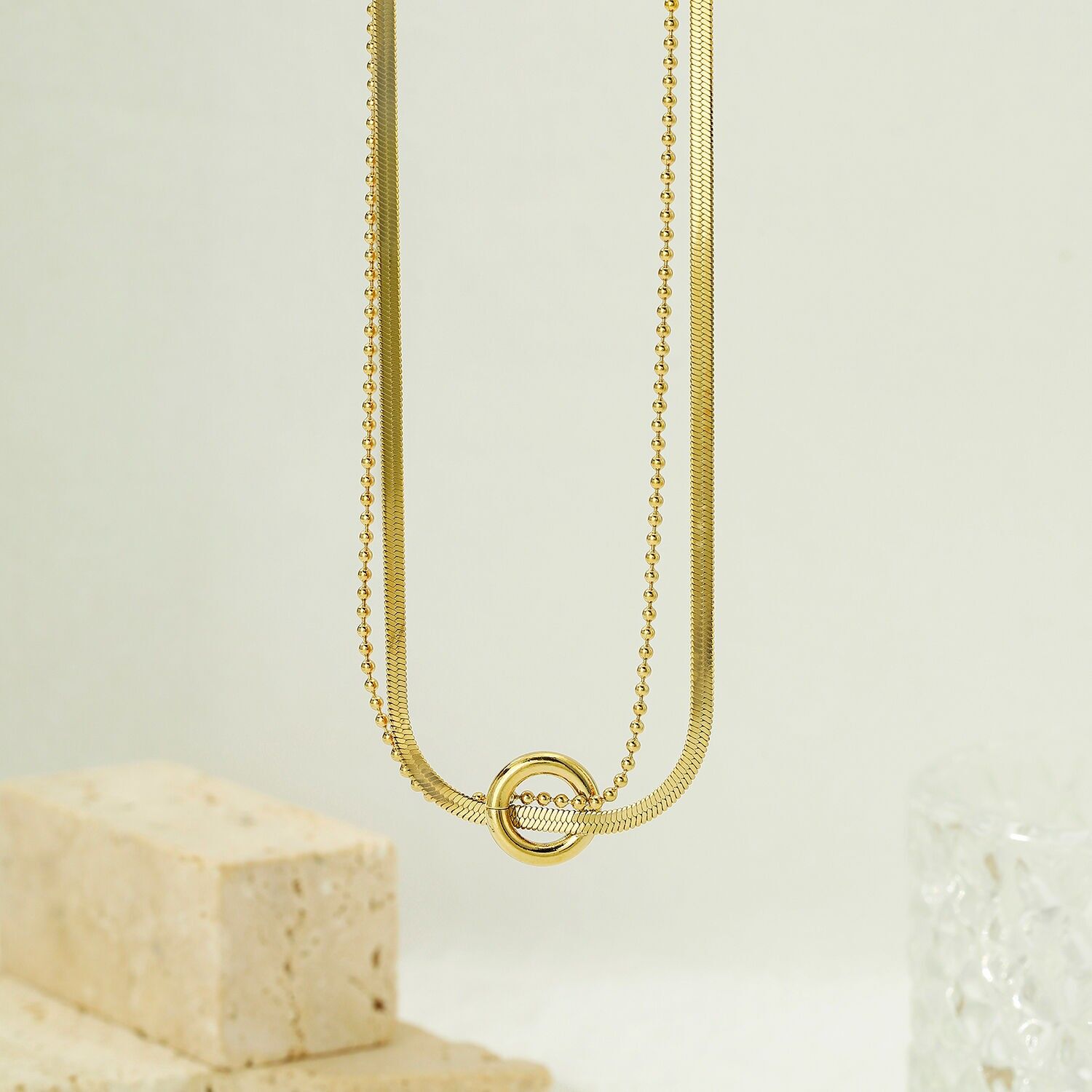 Collana in acciaio inossidabile a doppia fila - BJ210289