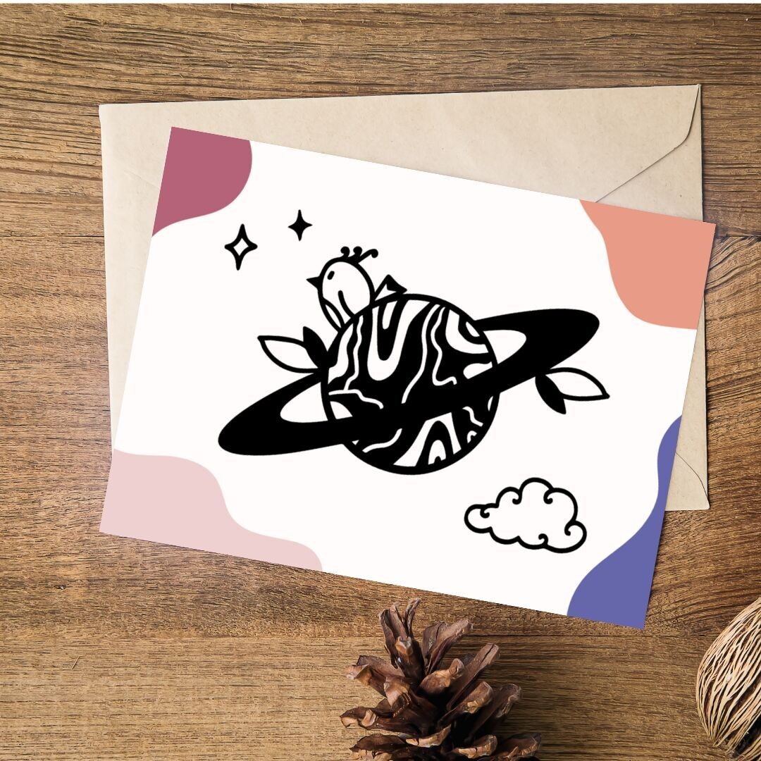 Planète Utopia Nebula (A5, A6) - Illustration colorée petit oiseau rêveur