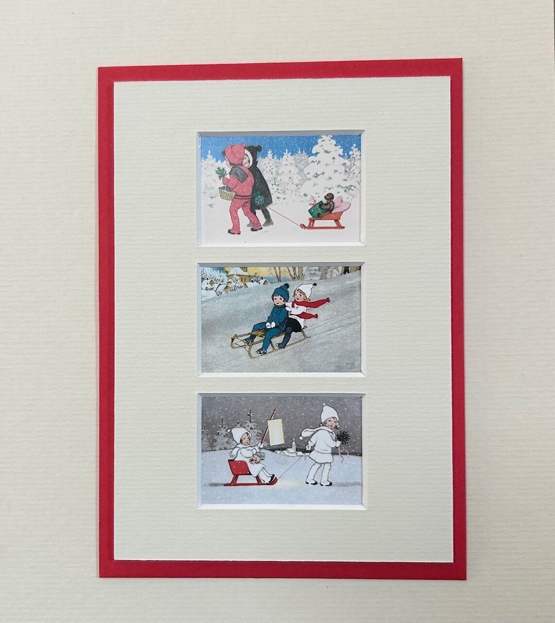 Weihnachts-Passepartoutkarte - Der Schlitten