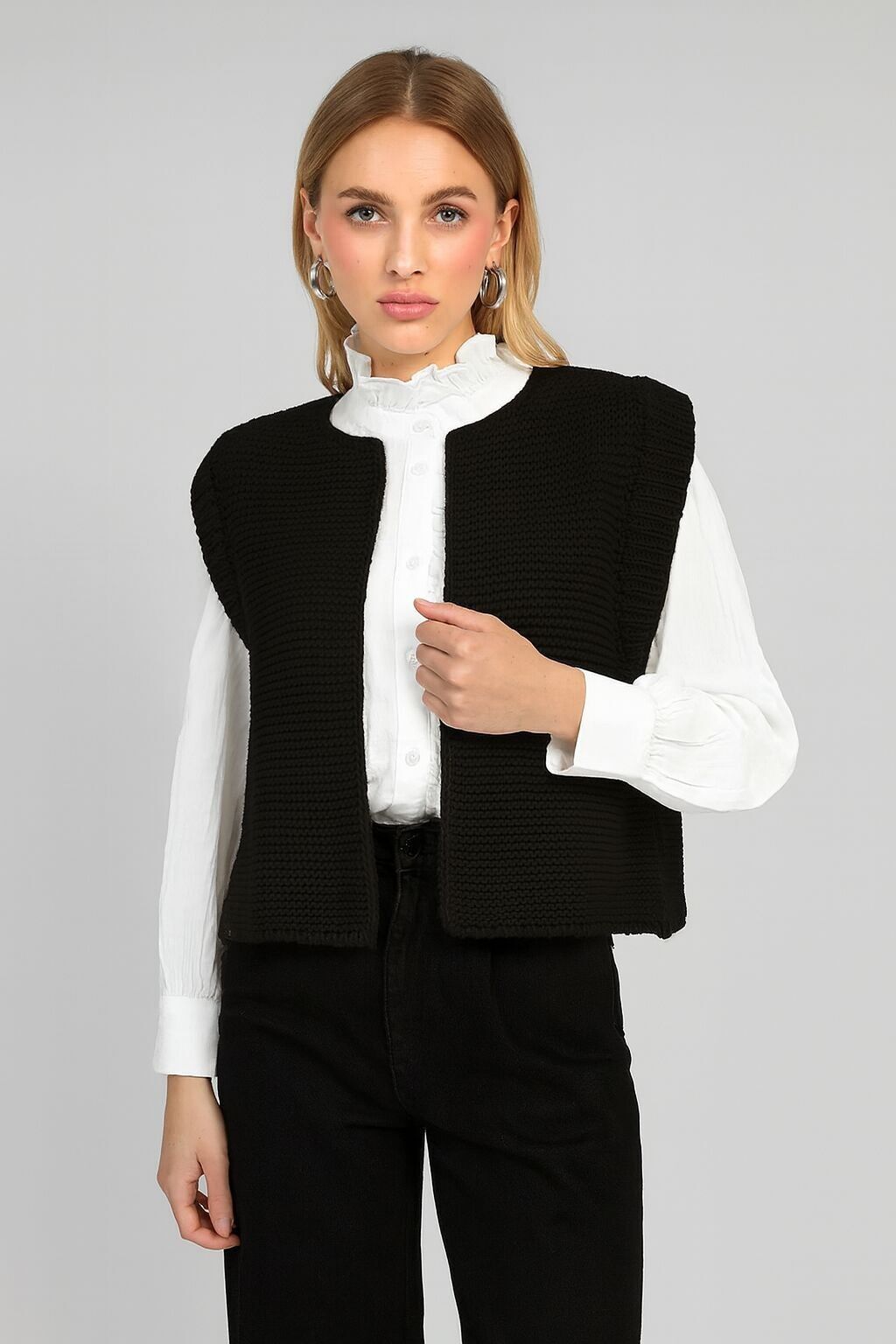 CARDIGAN SENZA MANICHE LEGRINGOU nero