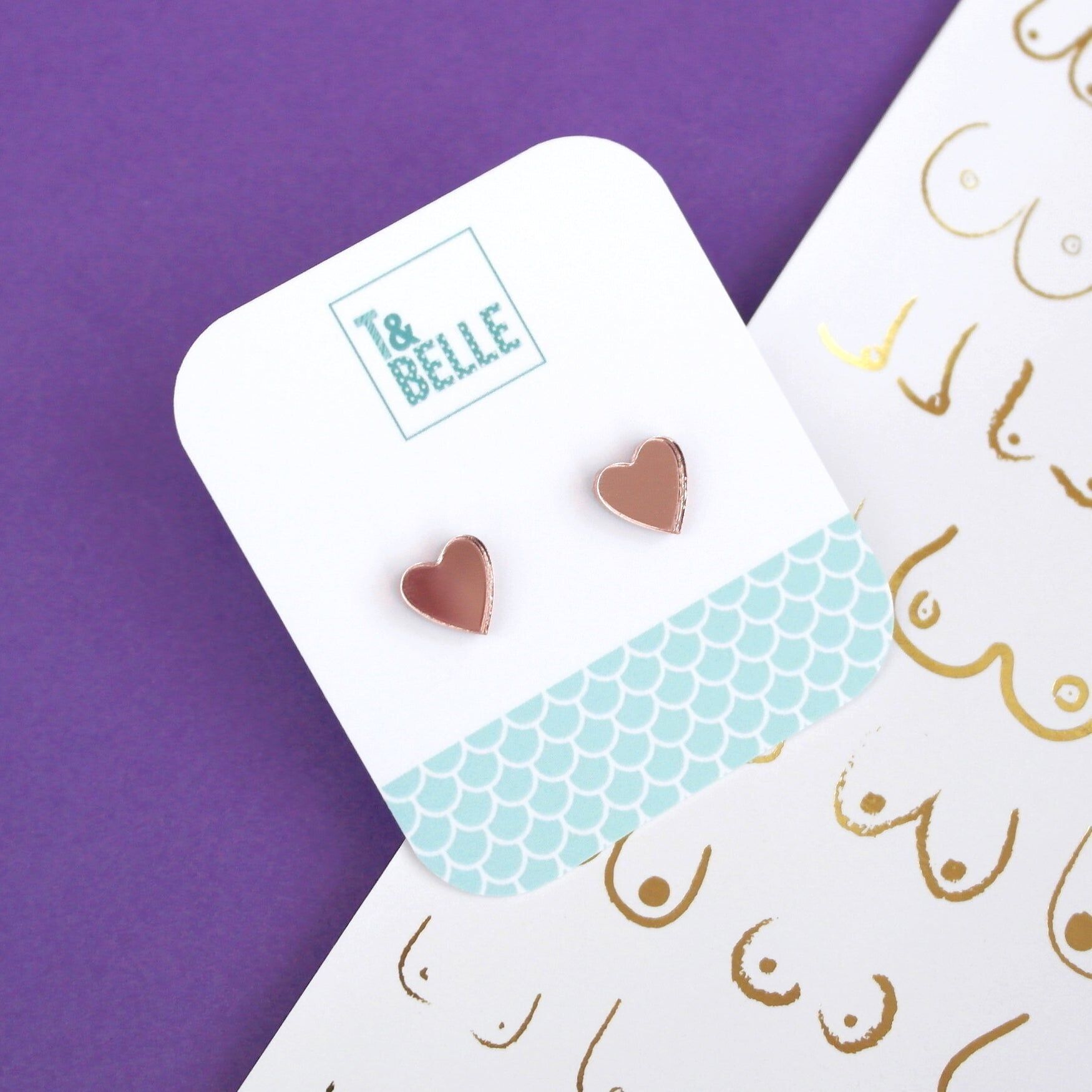 Orecchini a bottone piccoli a forma di cuore in oro rosa Zero Waste