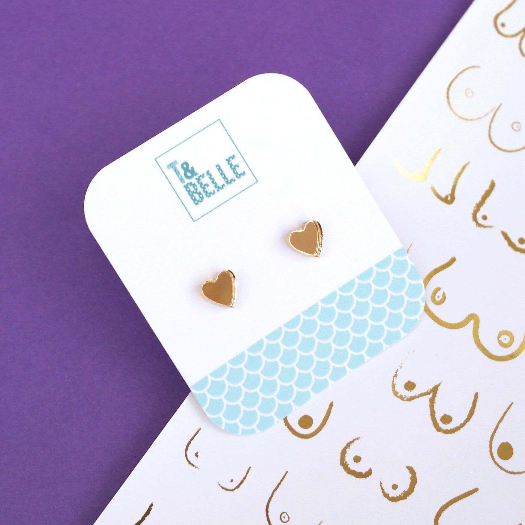 Orecchini a bottone a forma di cuore in oro Zero Waste