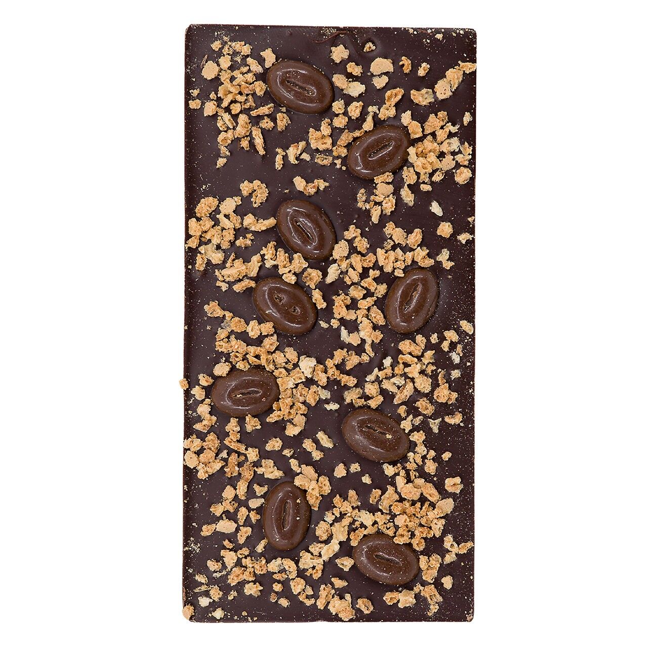 Barretta di cioccolato con chicchi di caffè e amaretti - barretta di cioccolato fondente artigianale con chicchi di caffè e amaretti