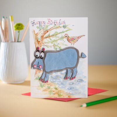 Harley the Hippo Greetings Card