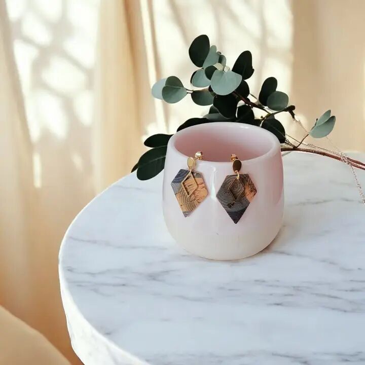 Orecchini Alicia Cork - Blu notte beige