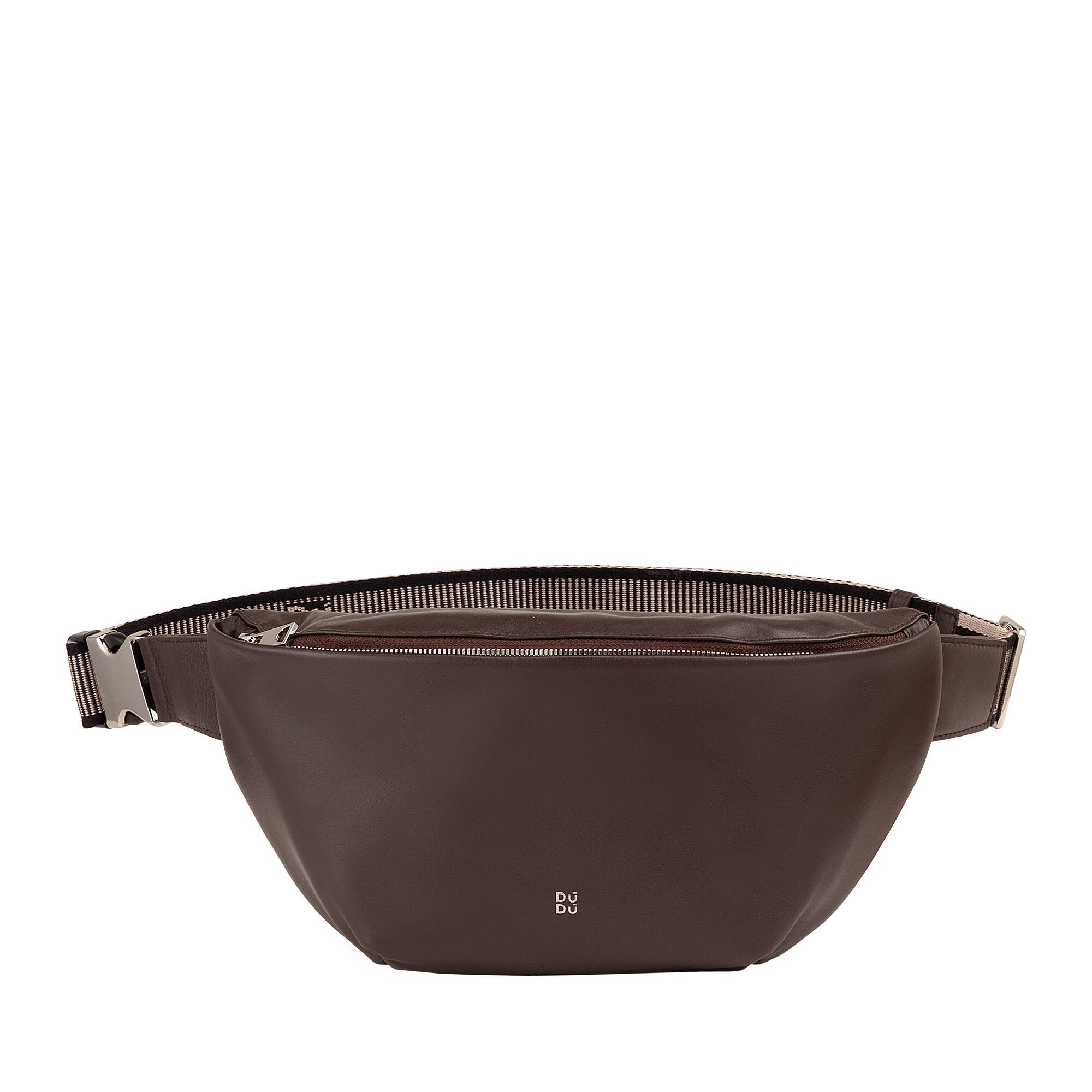 Borsa a tracolla in pelle Dudu con 3 cerniere, marrone caffè