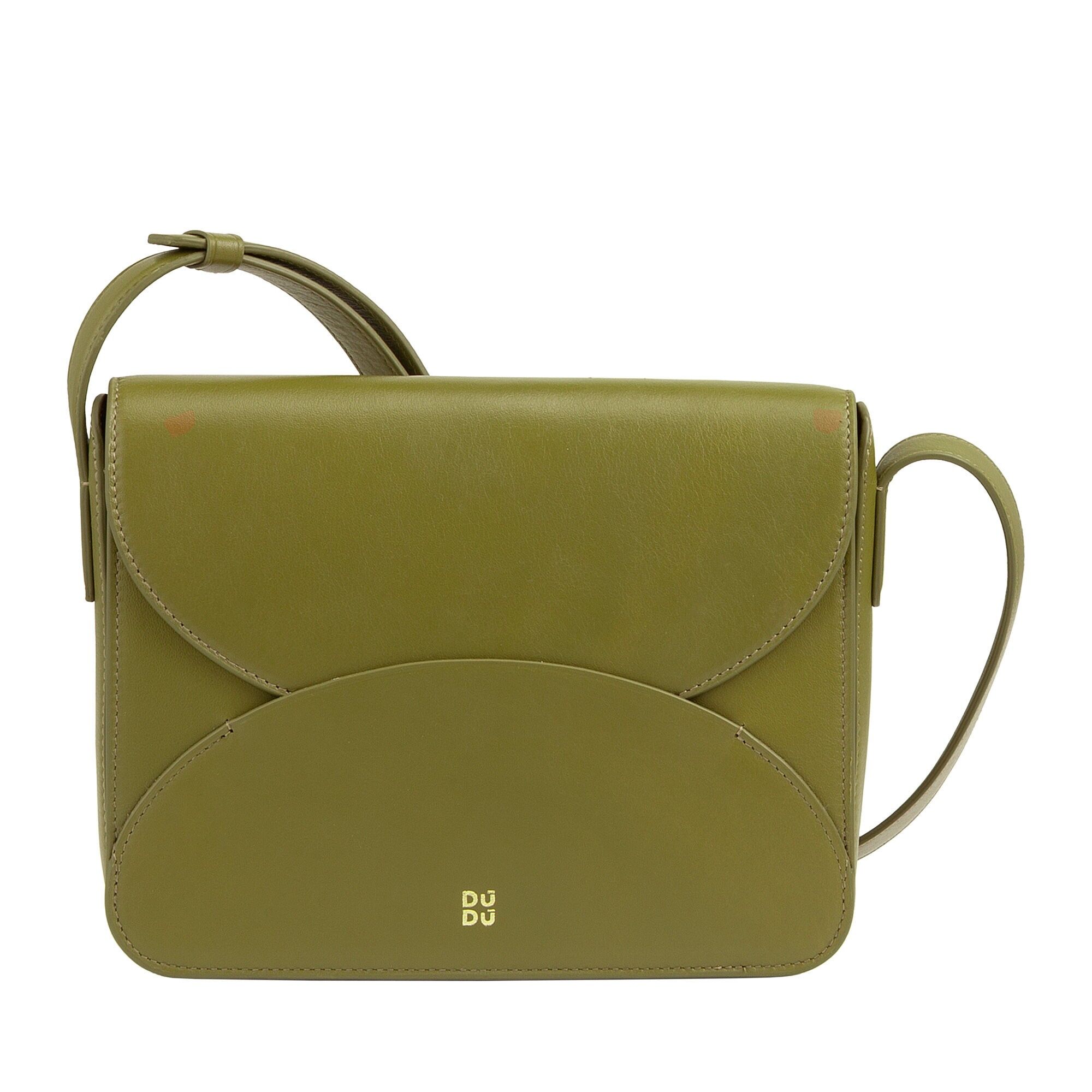 Borsa a tracolla piccola in pelle Dudu da donna, colore oliva