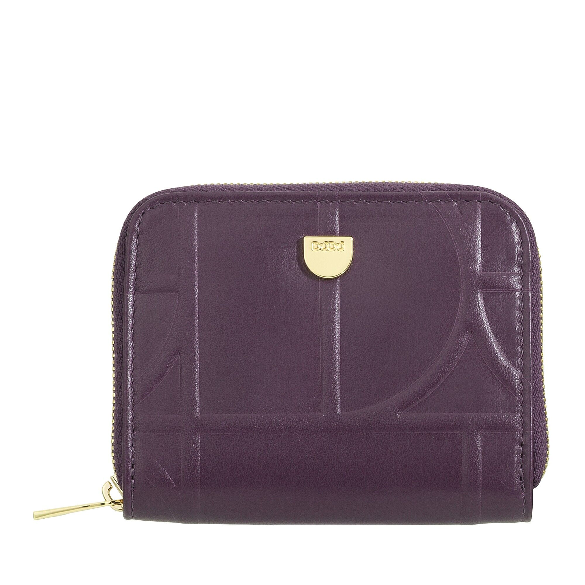 Dudu Piccolo portamonete in pelle con cerniera Viola scuro