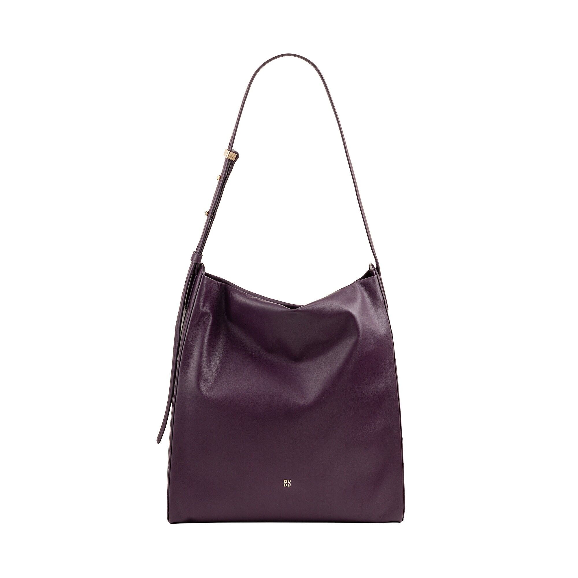 Borsa della spesa in pelle da donna Dudu con cerniera Viola scuro