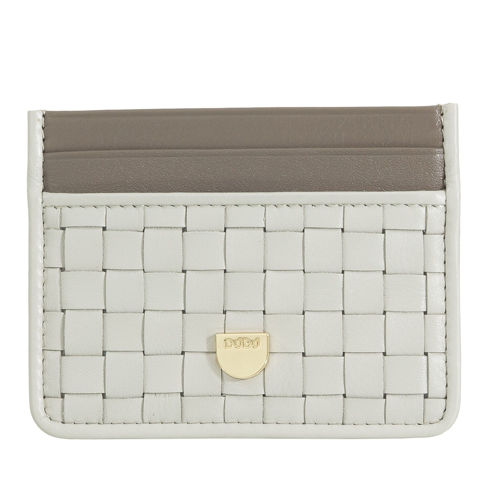 Dudu Porta carte di credito piccolo in pelle intrecciata Grigio perla