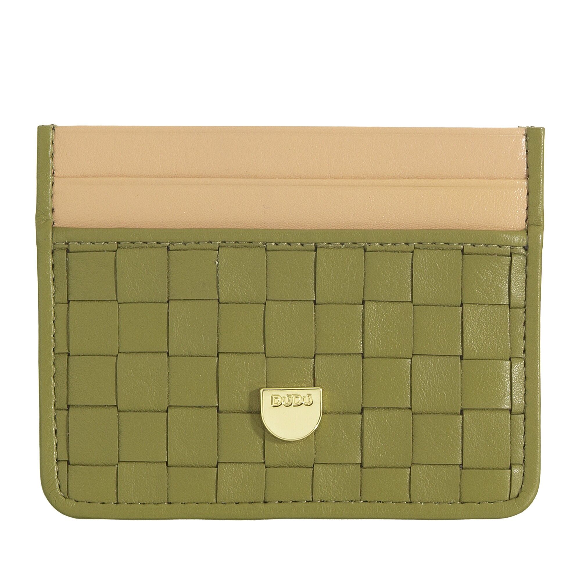 Dudu Porta carte di credito piccolo in pelle intrecciata Verde oliva