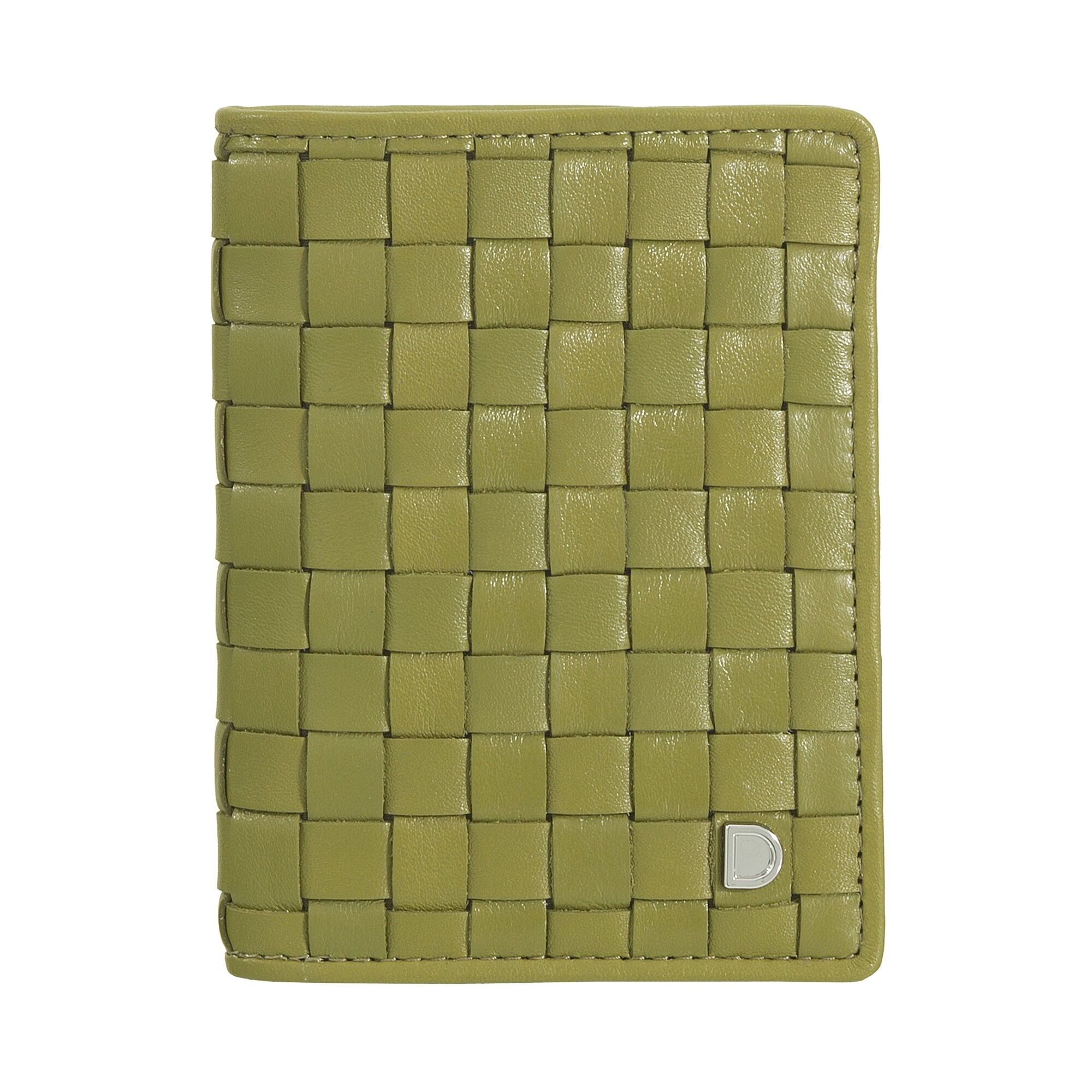 Portafoglio bifold RFID da uomo Dudu in pelle intrecciata, colore verde oliva