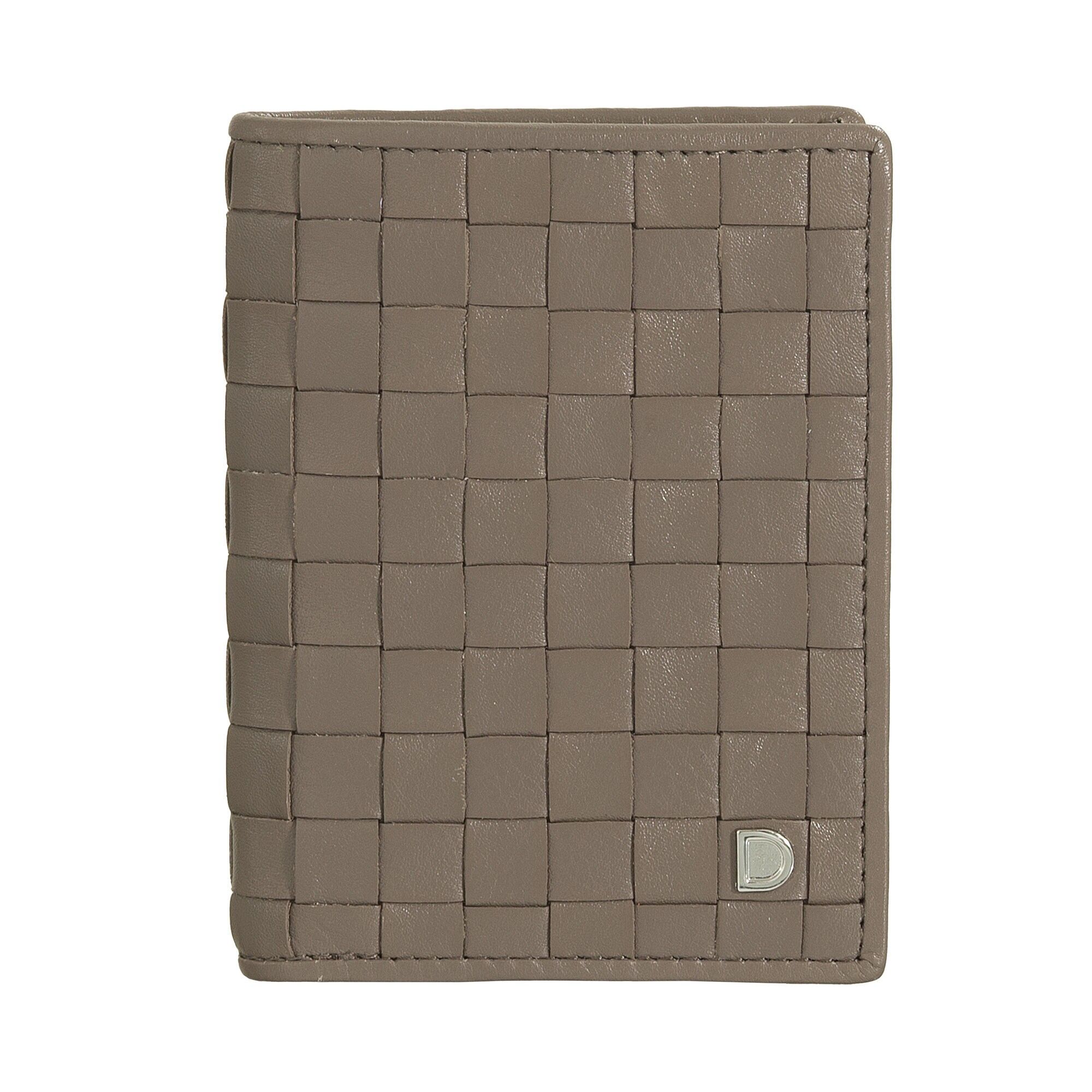 Portafoglio bifold RFID da uomo Dudu in pelle intrecciata, colore tortora