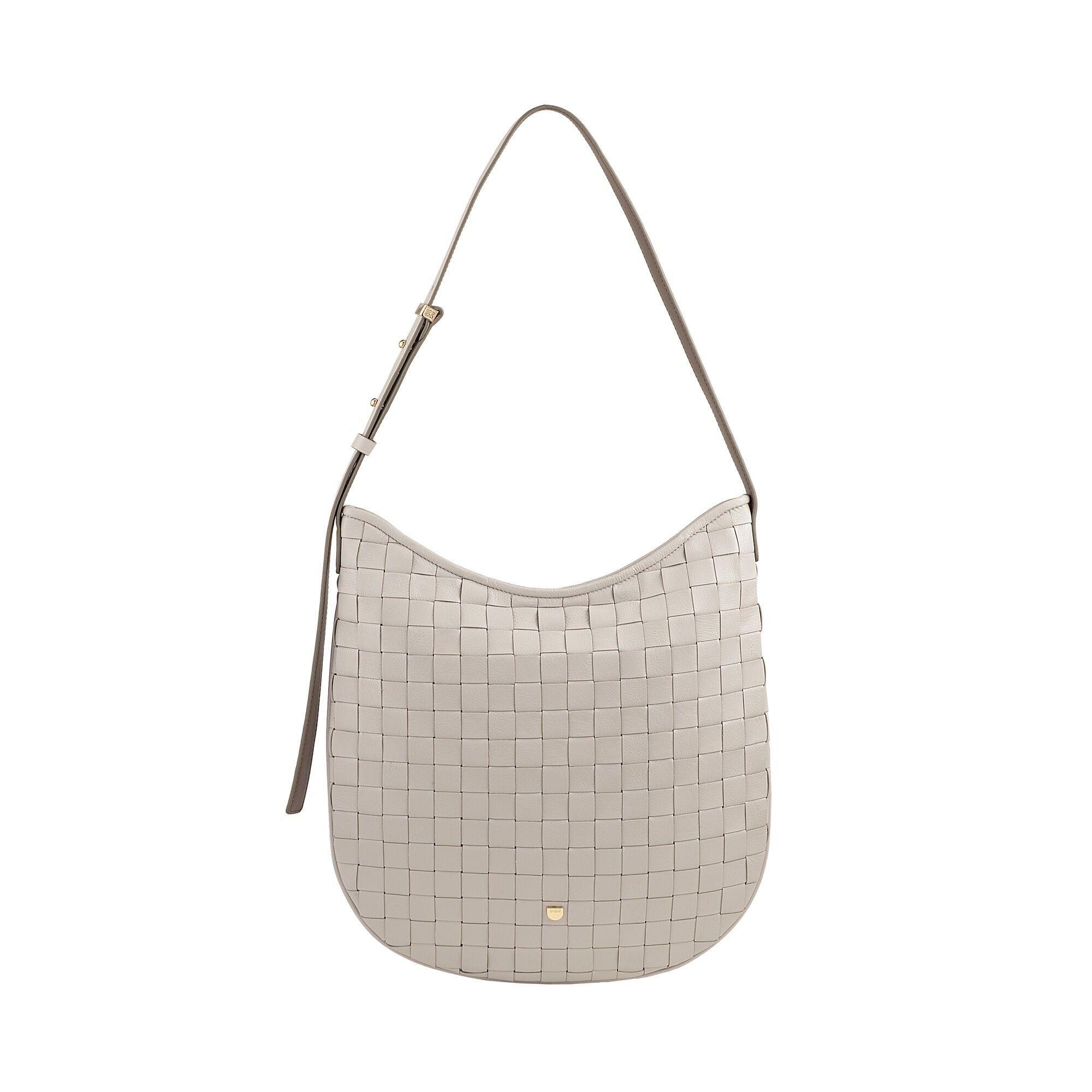 Borsa hobo in pelle intrecciata con cerniera Dudu da donna, grigio perla