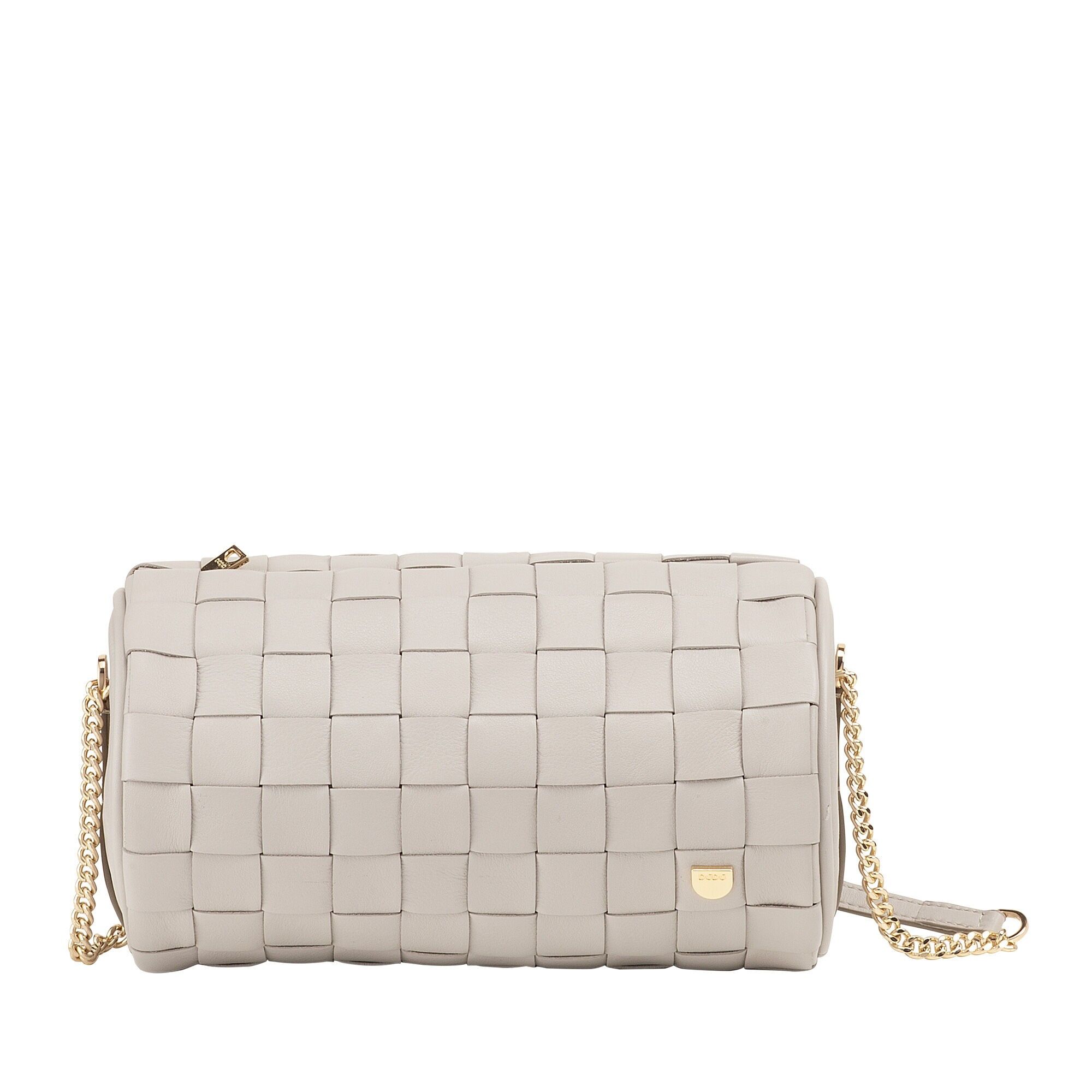 Borsa a tracolla piccola in pelle intrecciata Dudu da donna, grigia