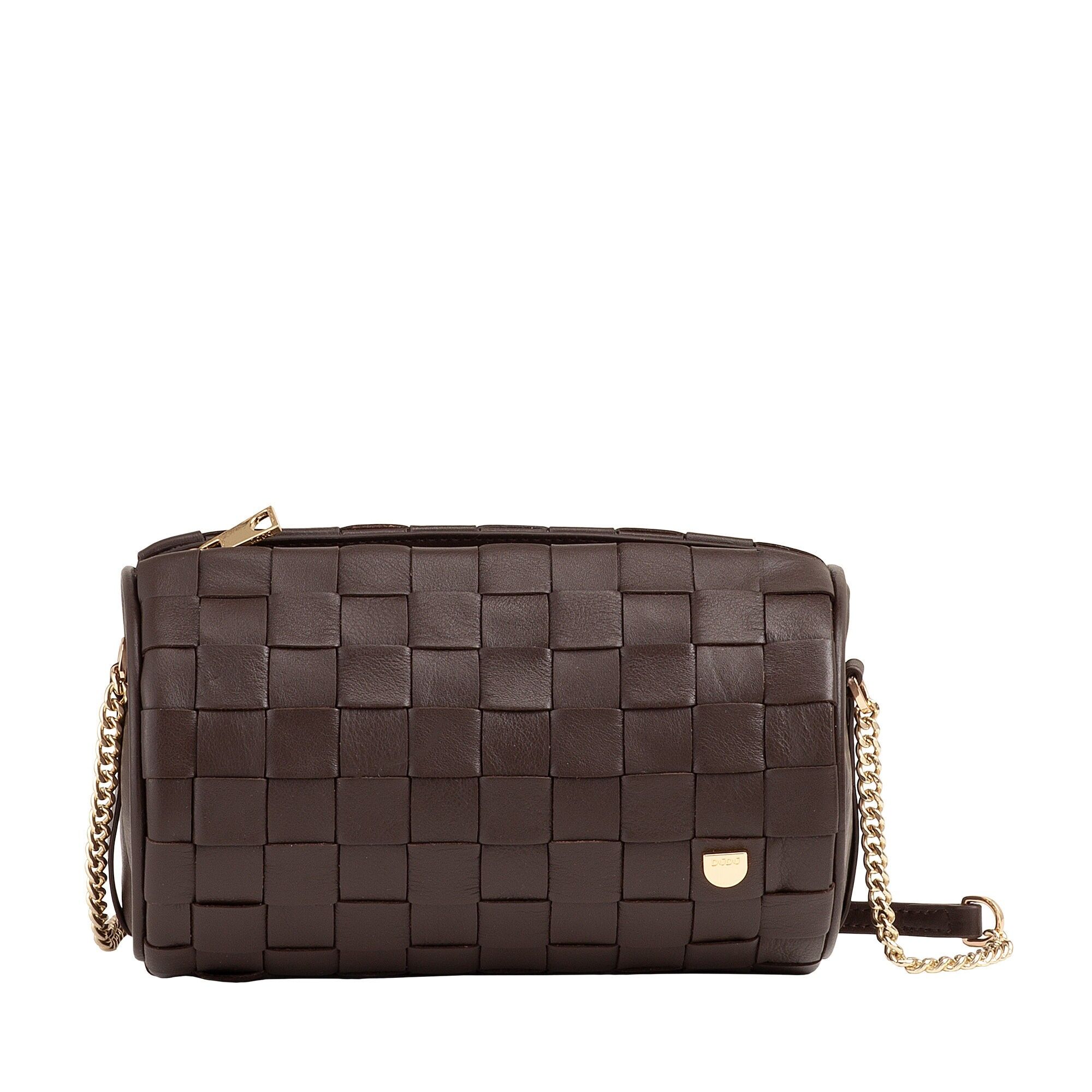 Borsa a tracolla piccola in pelle intrecciata Dudu da donna, marrone