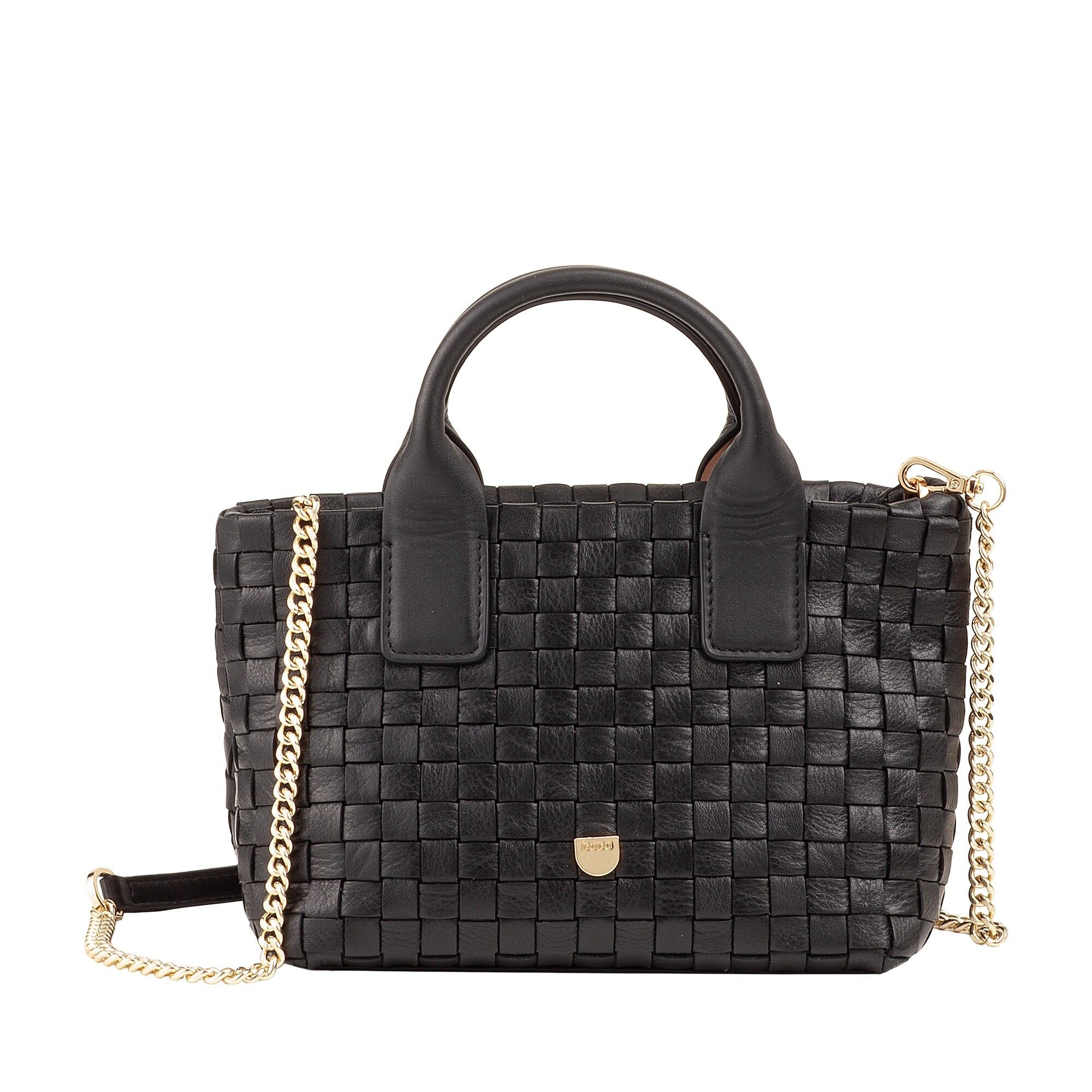 Borsa da sera a tracolla in pelle intrecciata da donna Dudu, nera