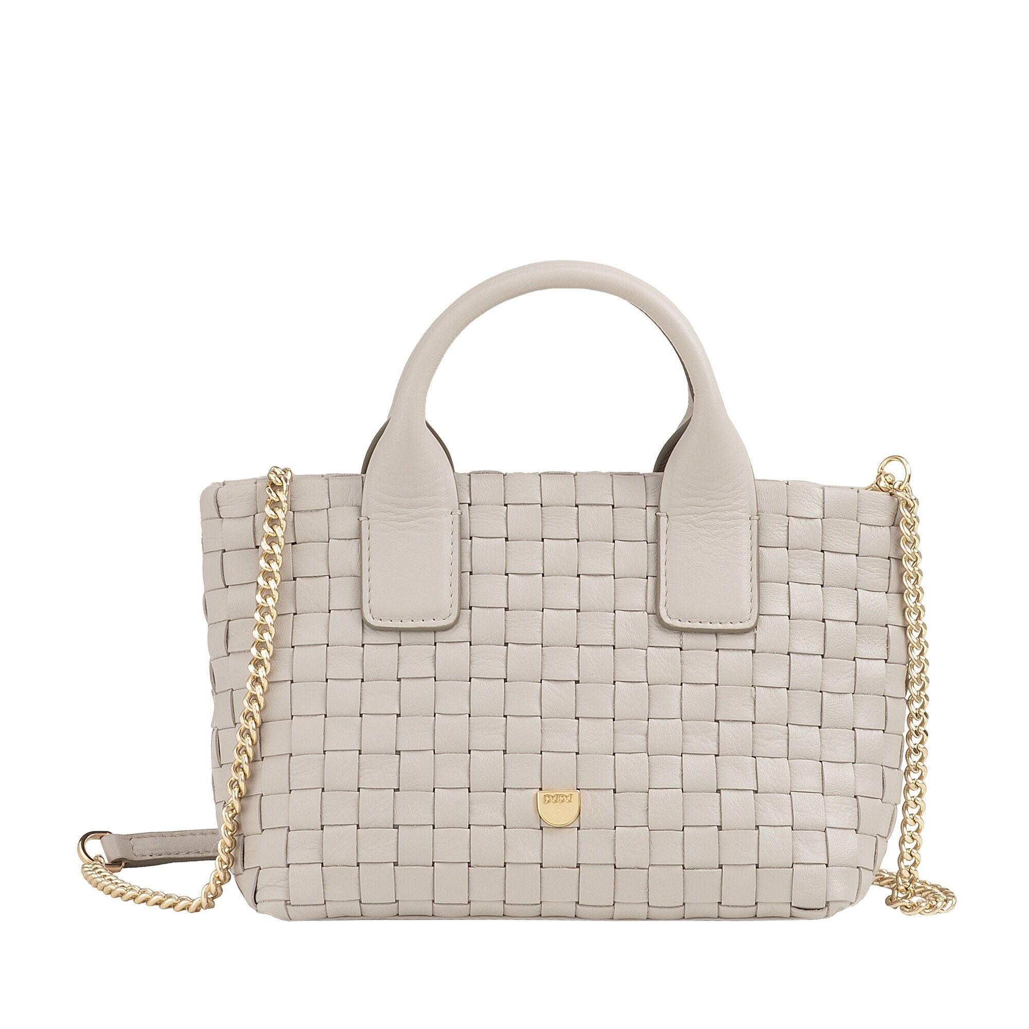 Borsa da sera a tracolla in pelle intrecciata da donna Dudu, grigio perla