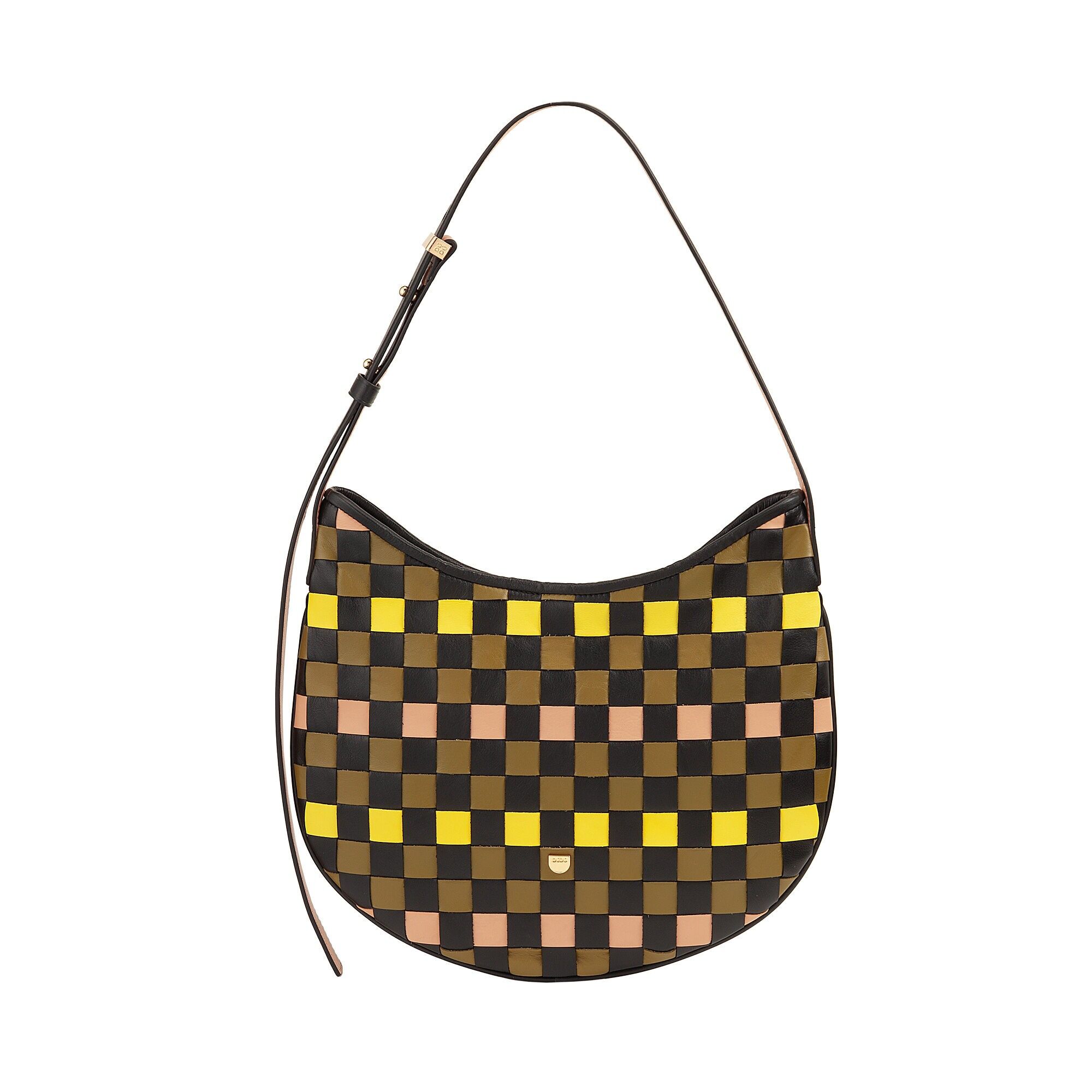 Borsa hobo Dudu Medium da donna in pelle intrecciata con cerniera multicolore