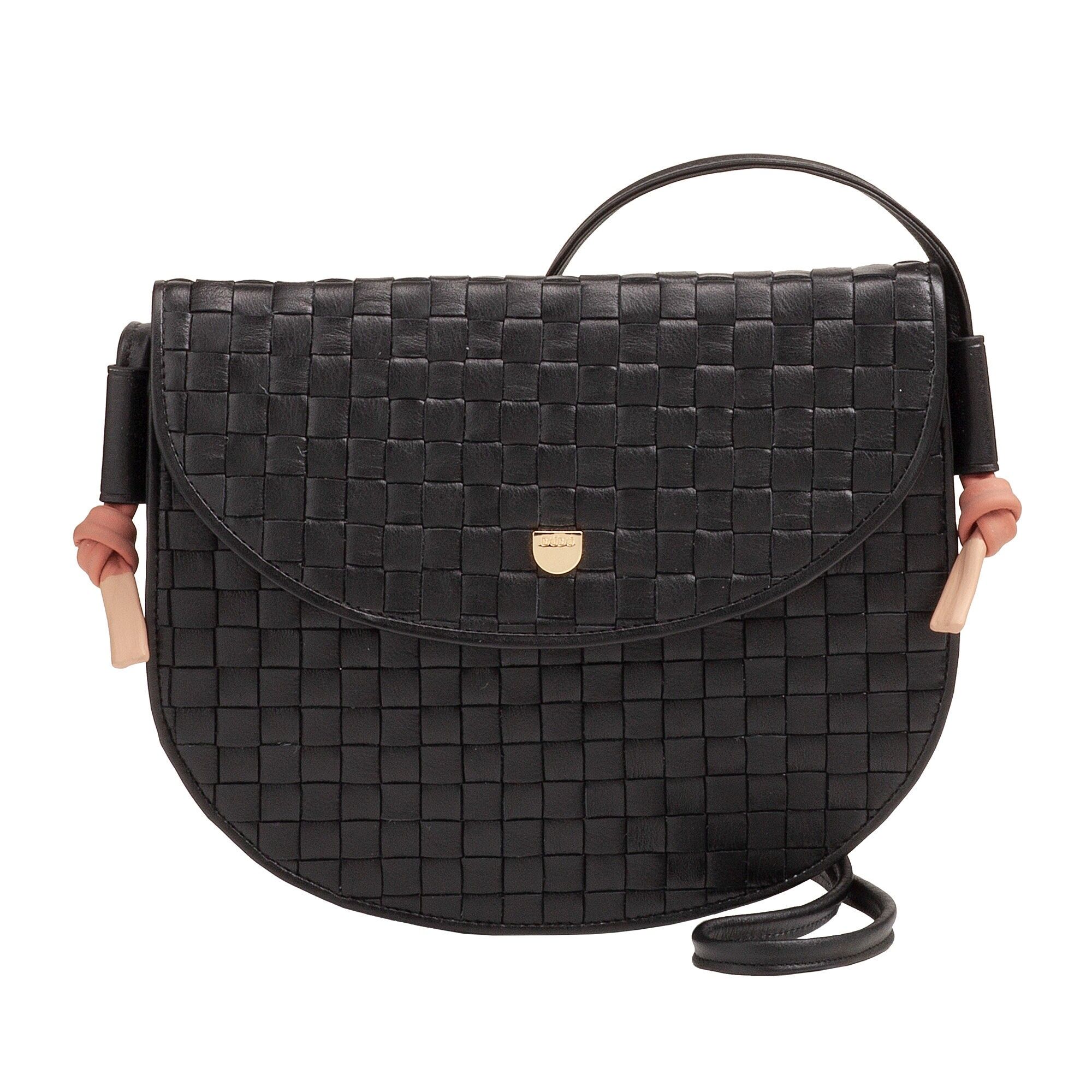 Borsa a tracolla in pelle intrecciata Dudu Medium da donna, nera