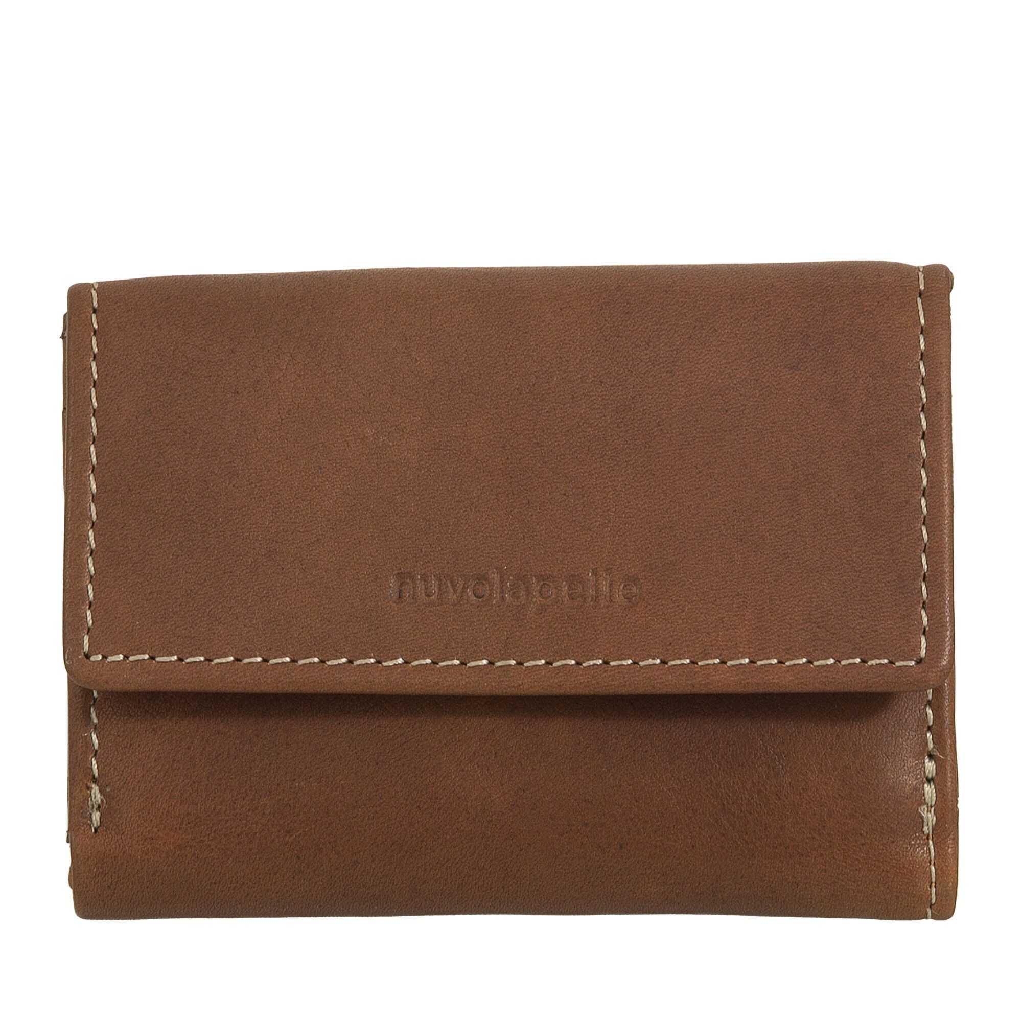 Portafoglio piccolo in pelle da uomo Nuvola Pelle con bottone automatico Marrone