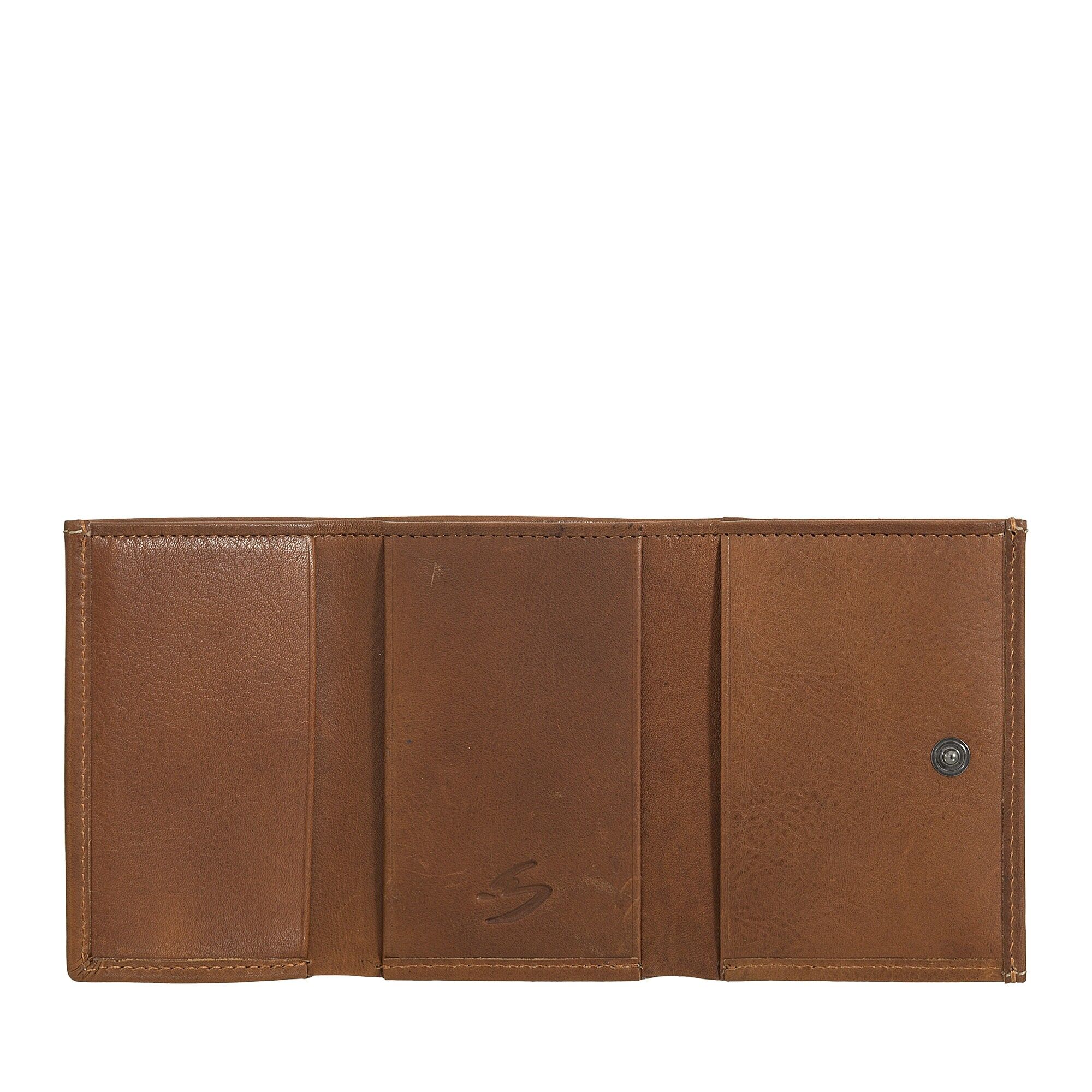 Portafoglio piccolo in pelle Nuvola Pelle con portamonete a tre ante, marrone