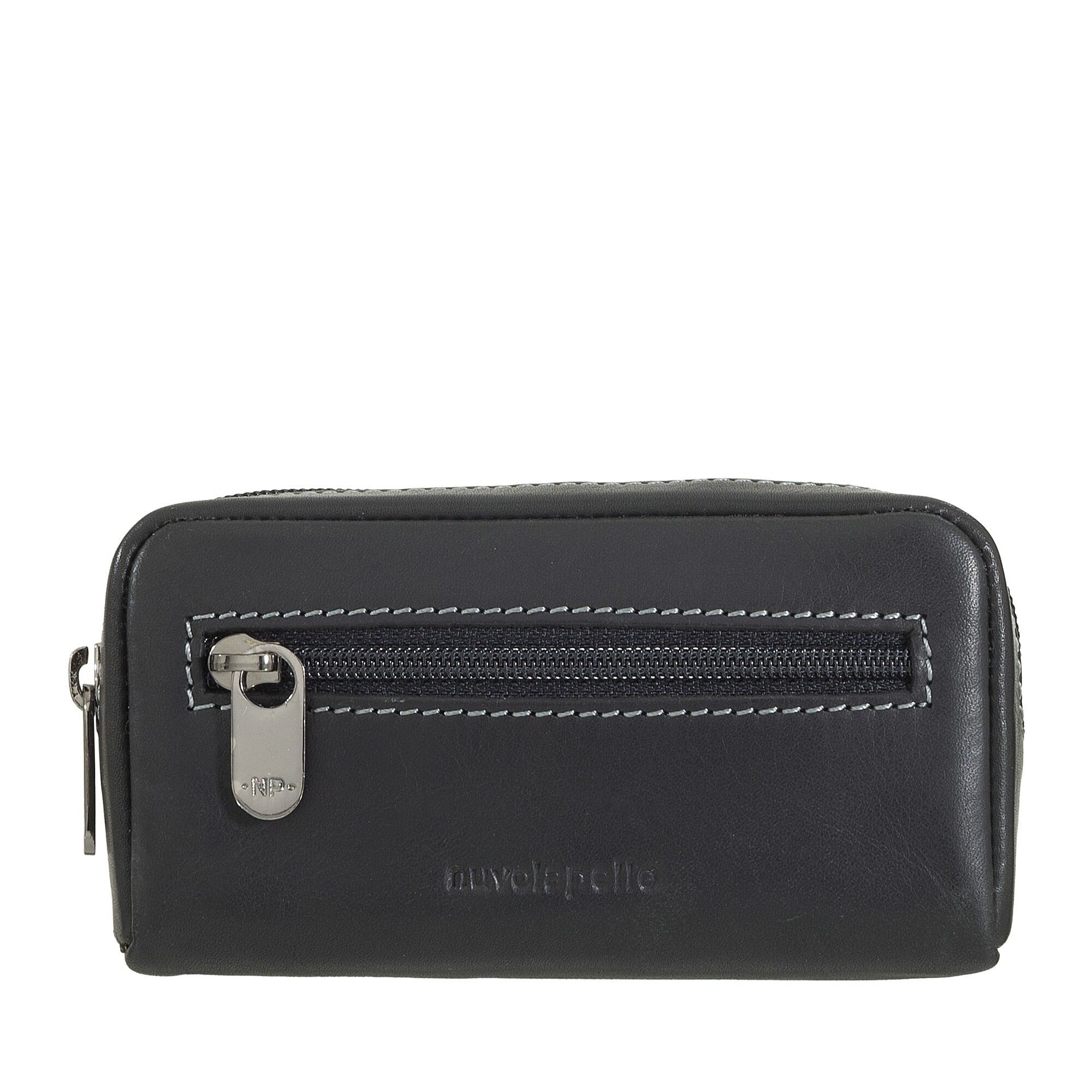 Nuvola Pelle Portachiavi porta monete in pelle con cerniera nera