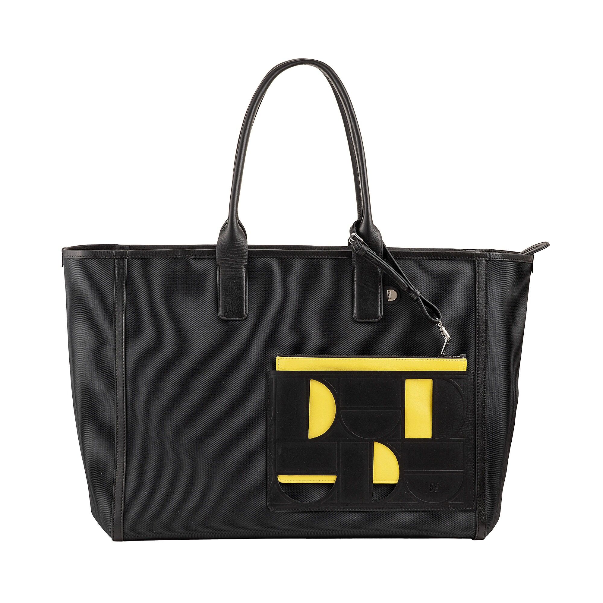 Borsa a tracolla grande da donna Dudu, nera_giallo brillante