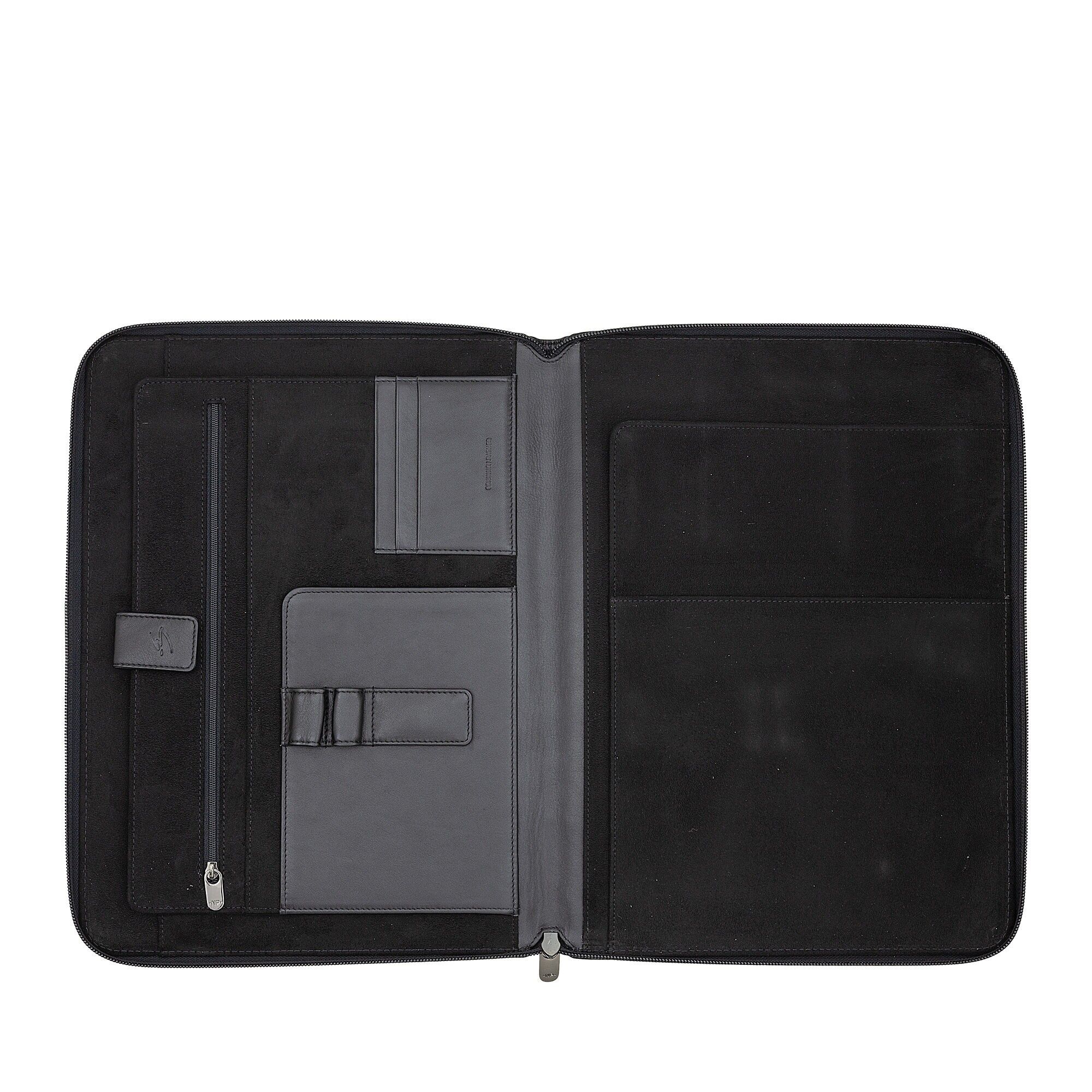 Borsa da lavoro con cerniera A4 in pelle Nuvola Pelle nera