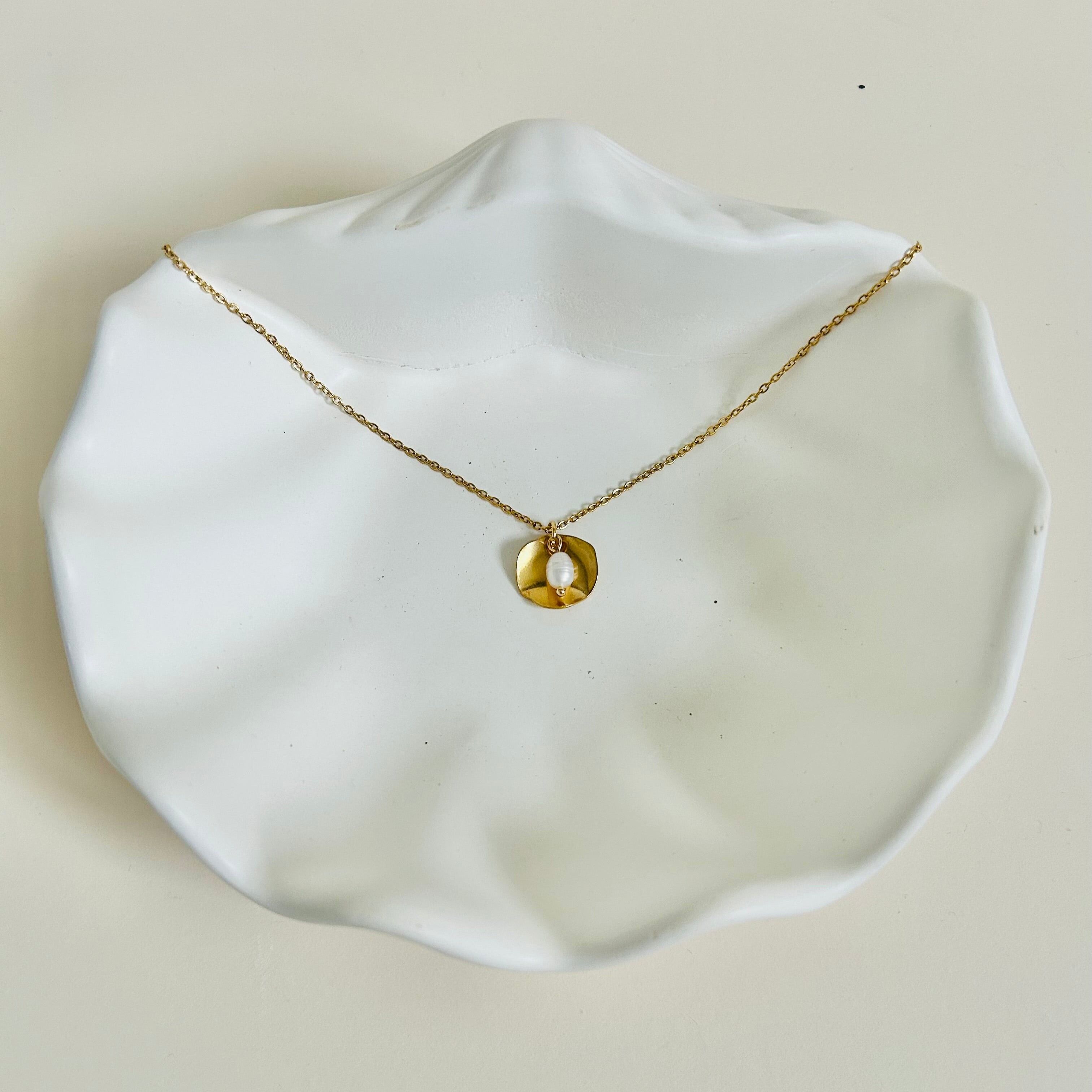 Delicate Pearl & Disc Necklace