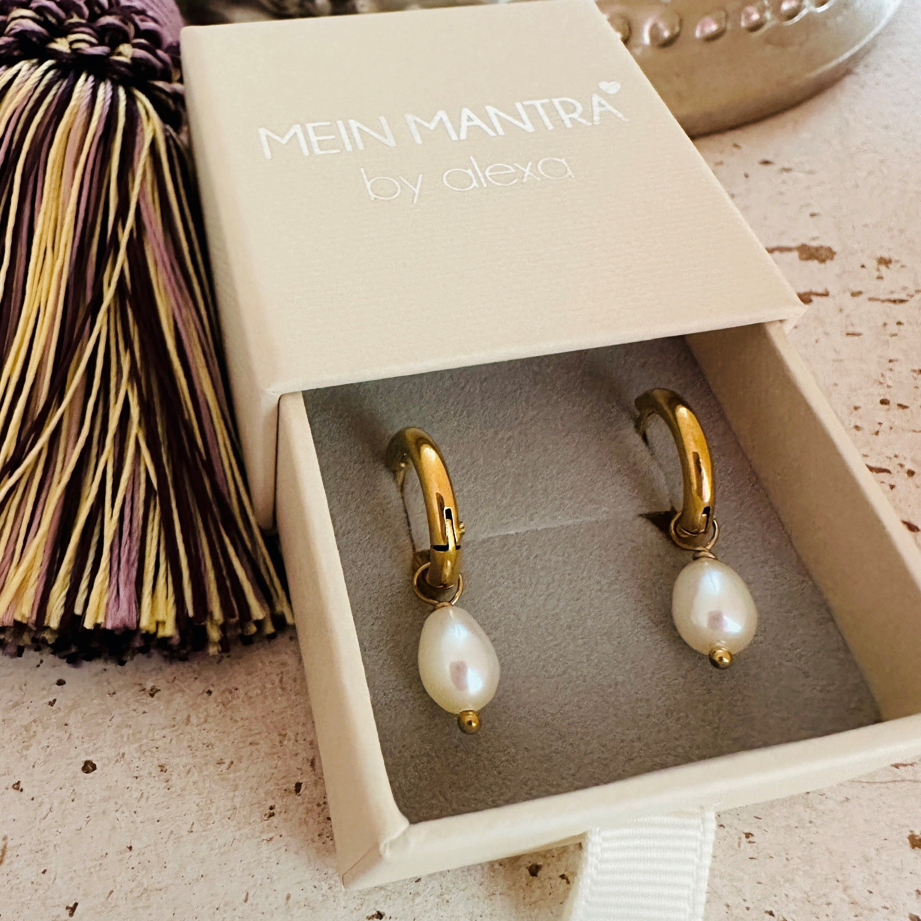 Orecchini a cerchio con perle "Bianco"