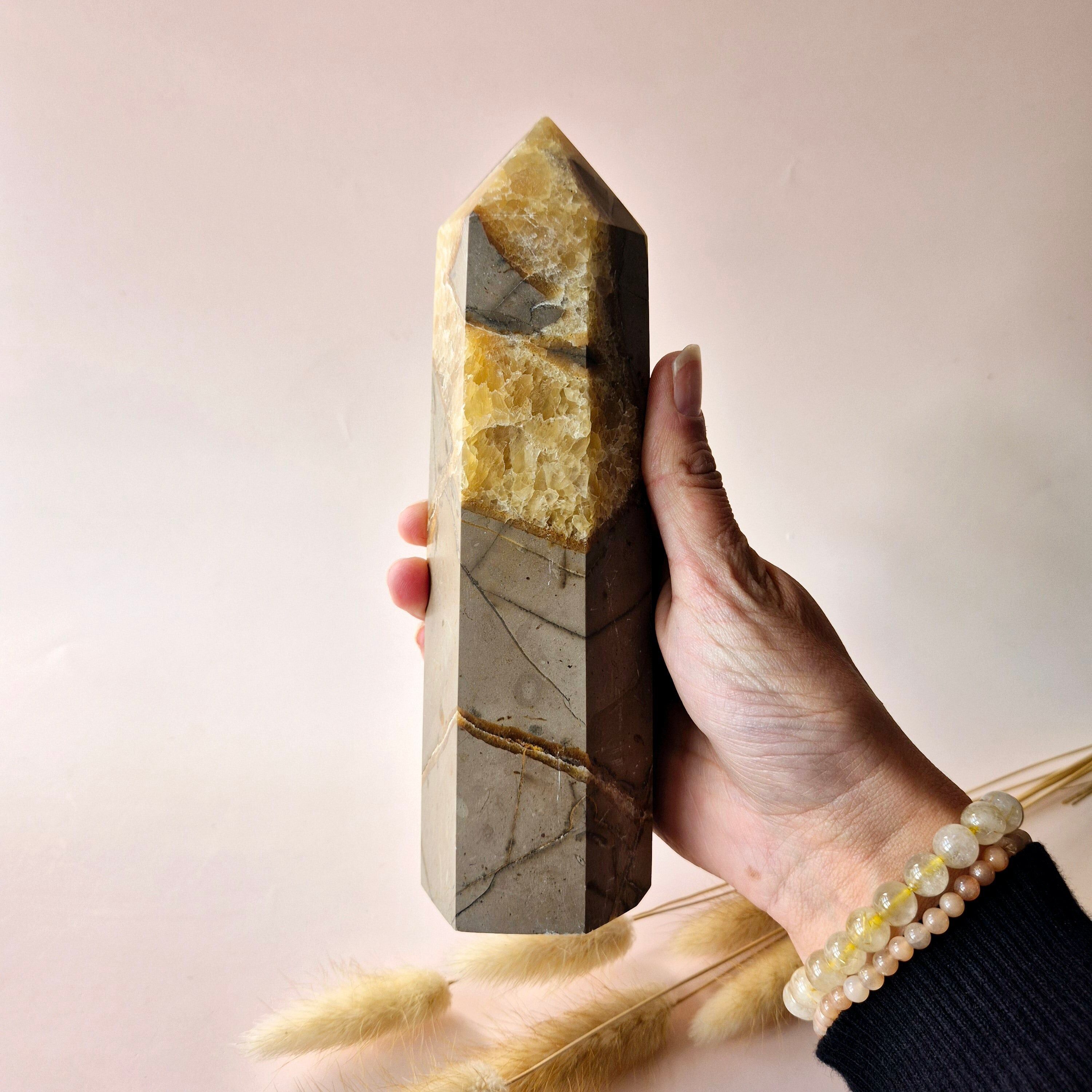 Tour Septarienne XXL – 800 g Puissance et paix spirituelle Dragonstone Obélisque Septarien Pièce de déclaration