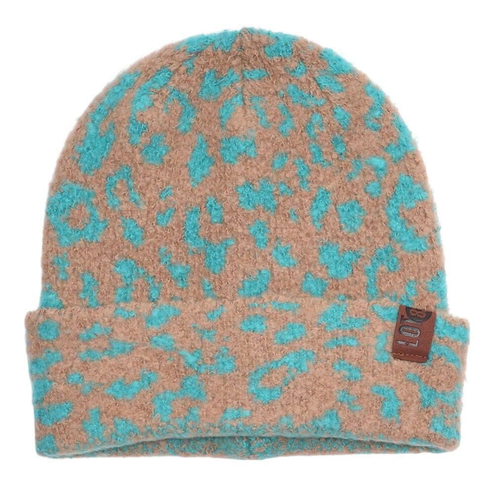 Beanie Suus Leopard Turquioise