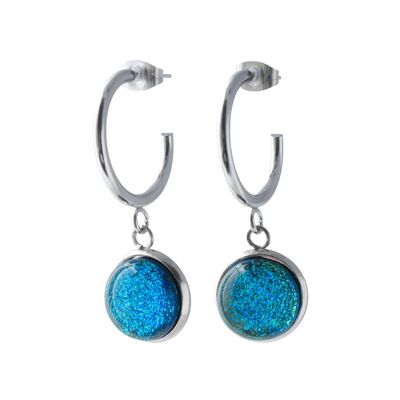 Diva hoop earrings peacock blue