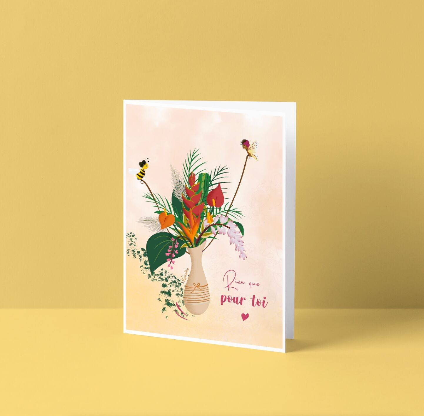 Carte de voeux - Bouquet de fleurs - Rien que pour toi