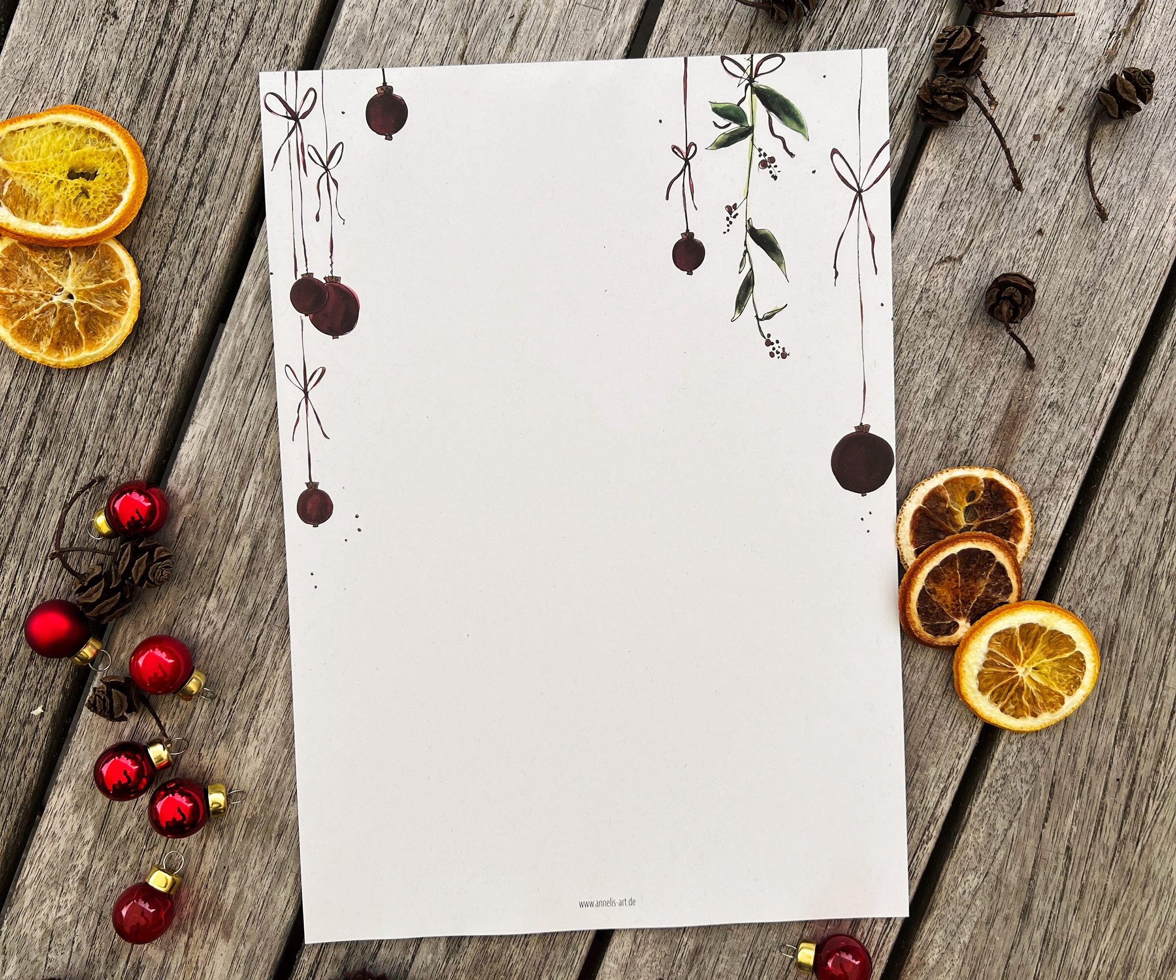 Articoli di cancelleria natalizia | Palline rosse per l'albero di Natale | Posta dell'Avvento | Bianco | 25 fogli A4