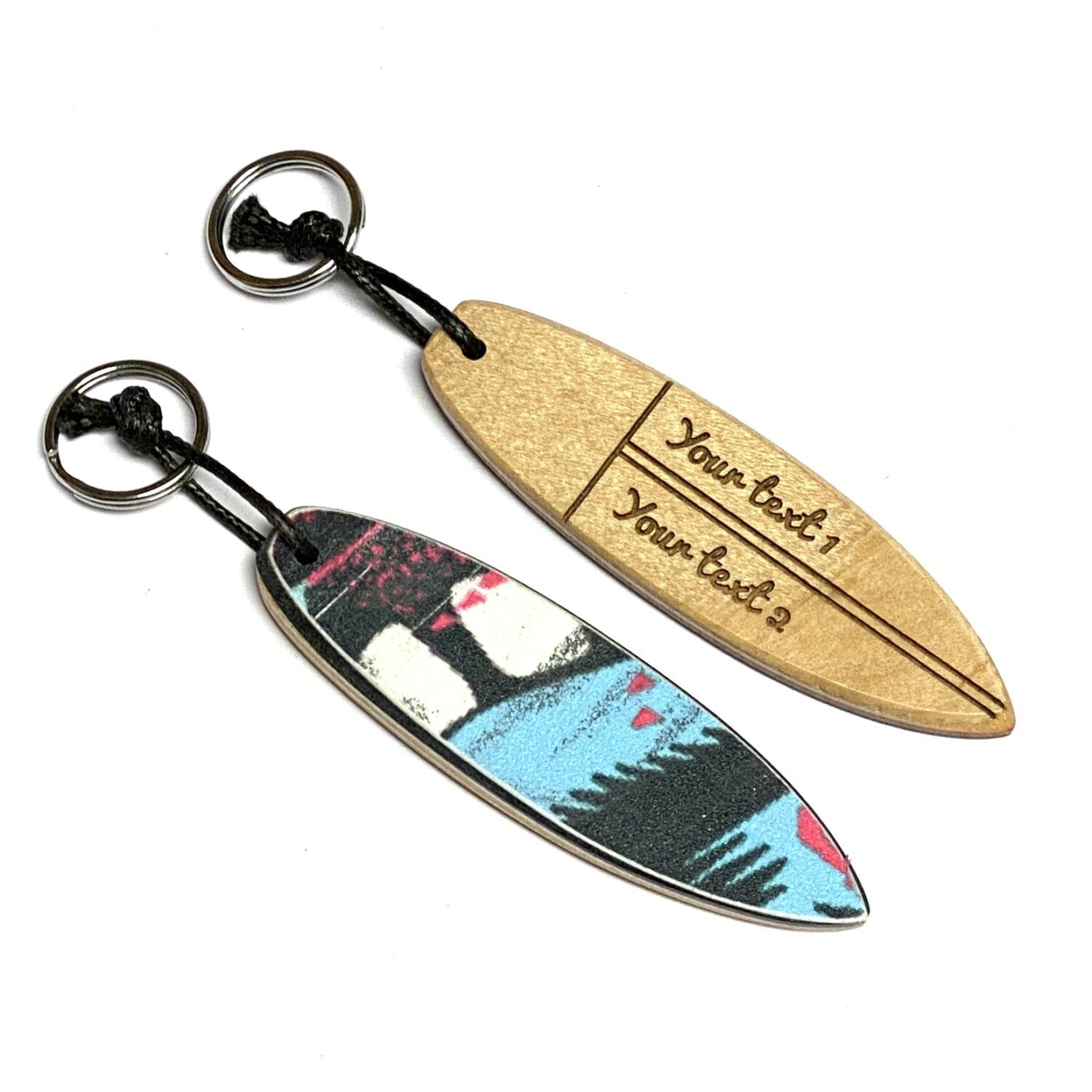 Wood keychain, Personalized surfboard key Ring, Made from Recycled Skateboard wood