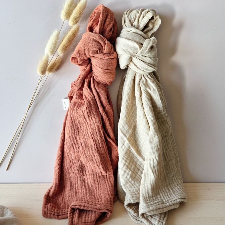 Chiffons hydrophiles XL – lot de 2 (100 x 90 cm) – Beige et rouille