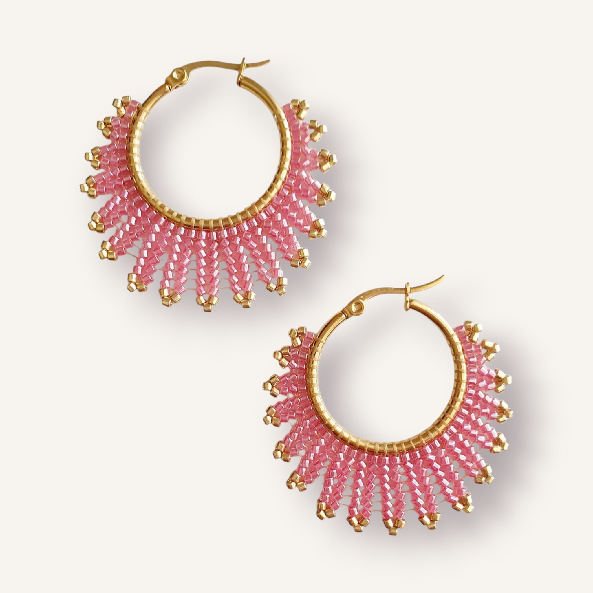 Enola Woven Miyuki Beaded Hoop Earrings