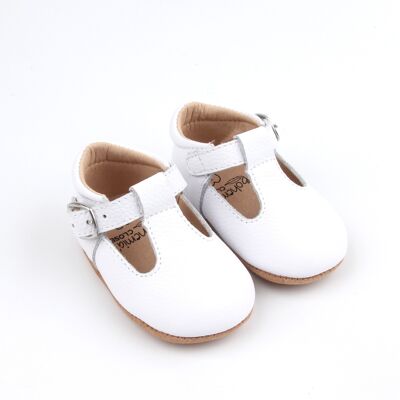 Chalk' Traditional T-bar Shoes - Baby Soft Sole
