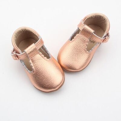 Dolly-Rose' Scalloped T-bar Shoes - Baby Soft Sole